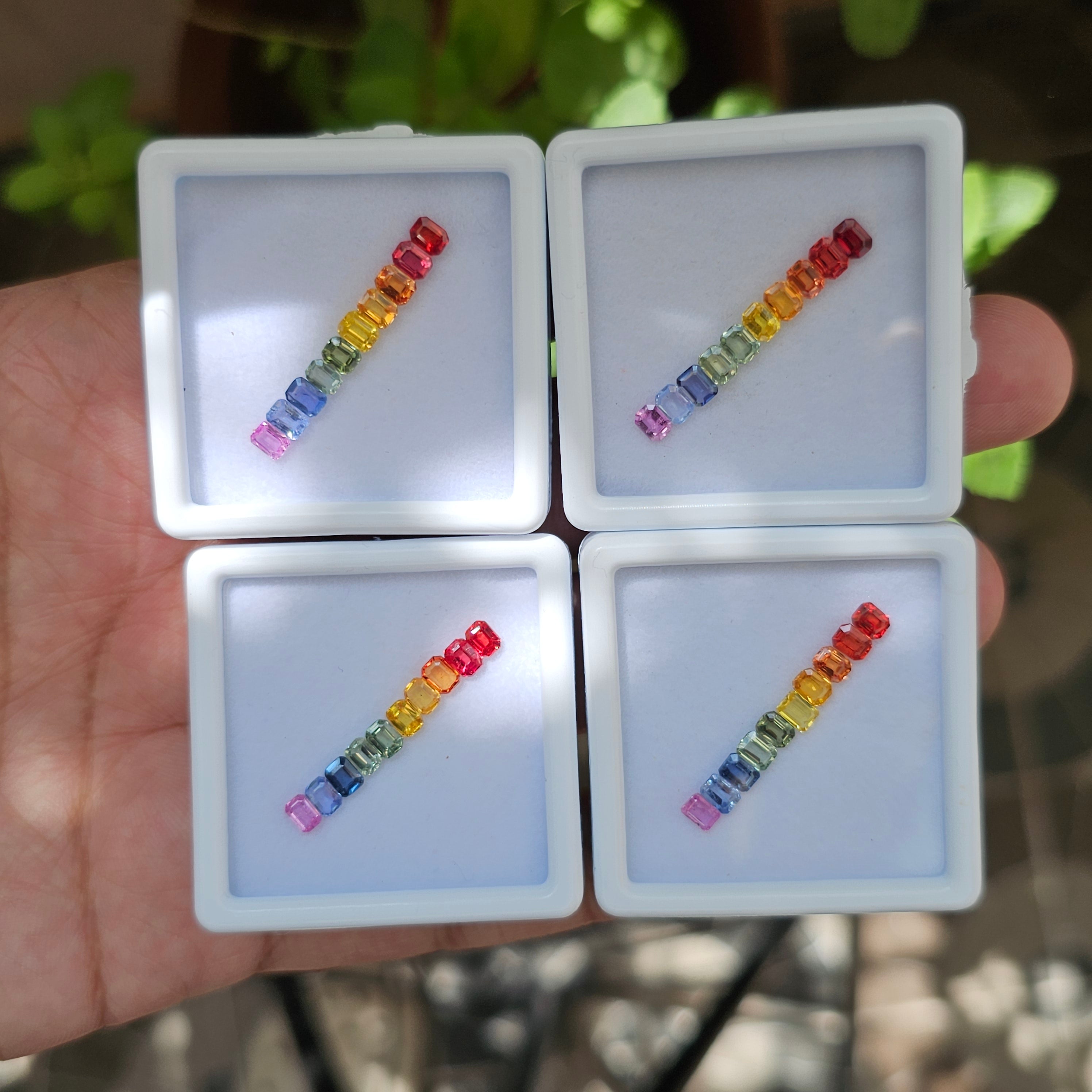 1 Set Of Sapphire Rainbow Color (1 Box) | 4x3mm Rectangle