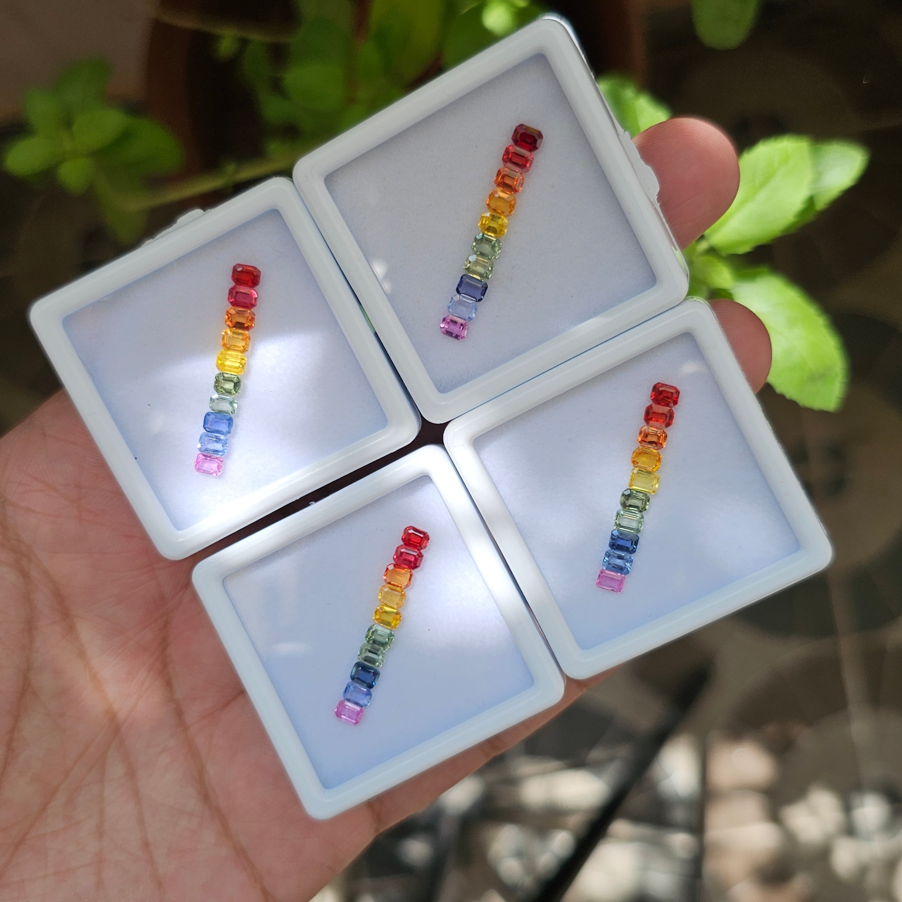 1 Set Of Sapphire Rainbow Color (1 Box) | 4x3mm Rectangle