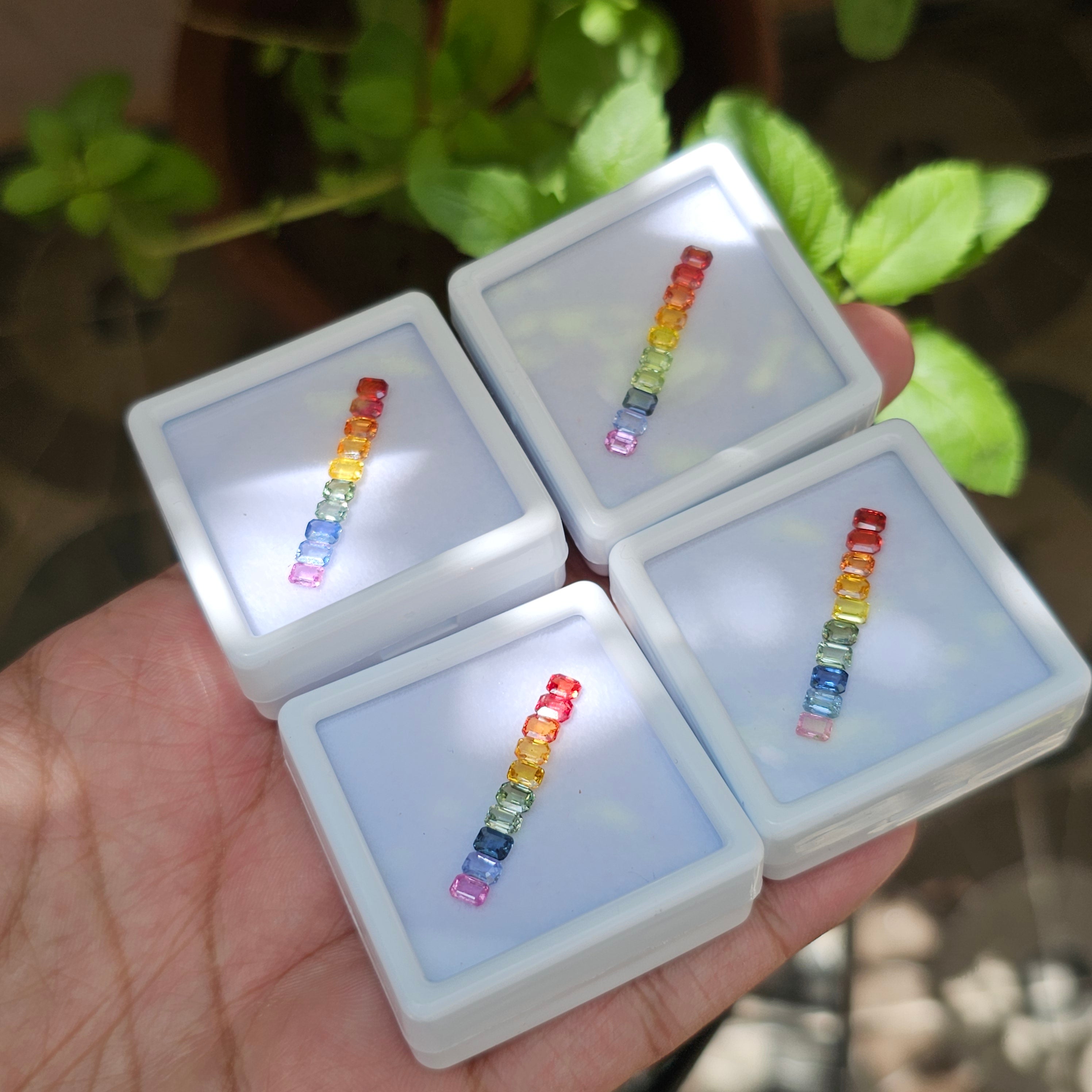 1 Set Of Sapphire Rainbow Color (1 Box) | 4x3mm Rectangle