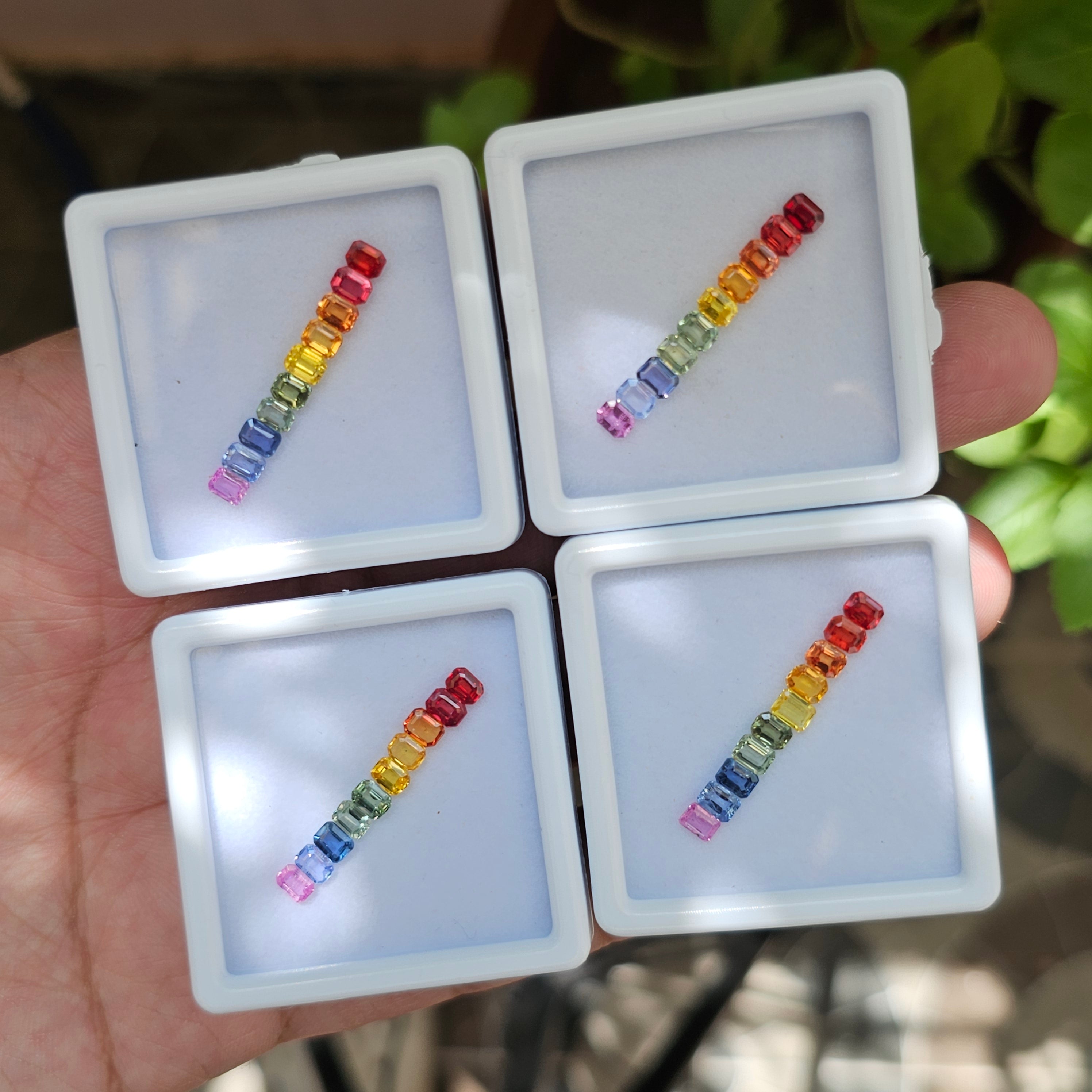 1 Set Of Sapphire Rainbow Color (1 Box) | 4x3mm Rectangle