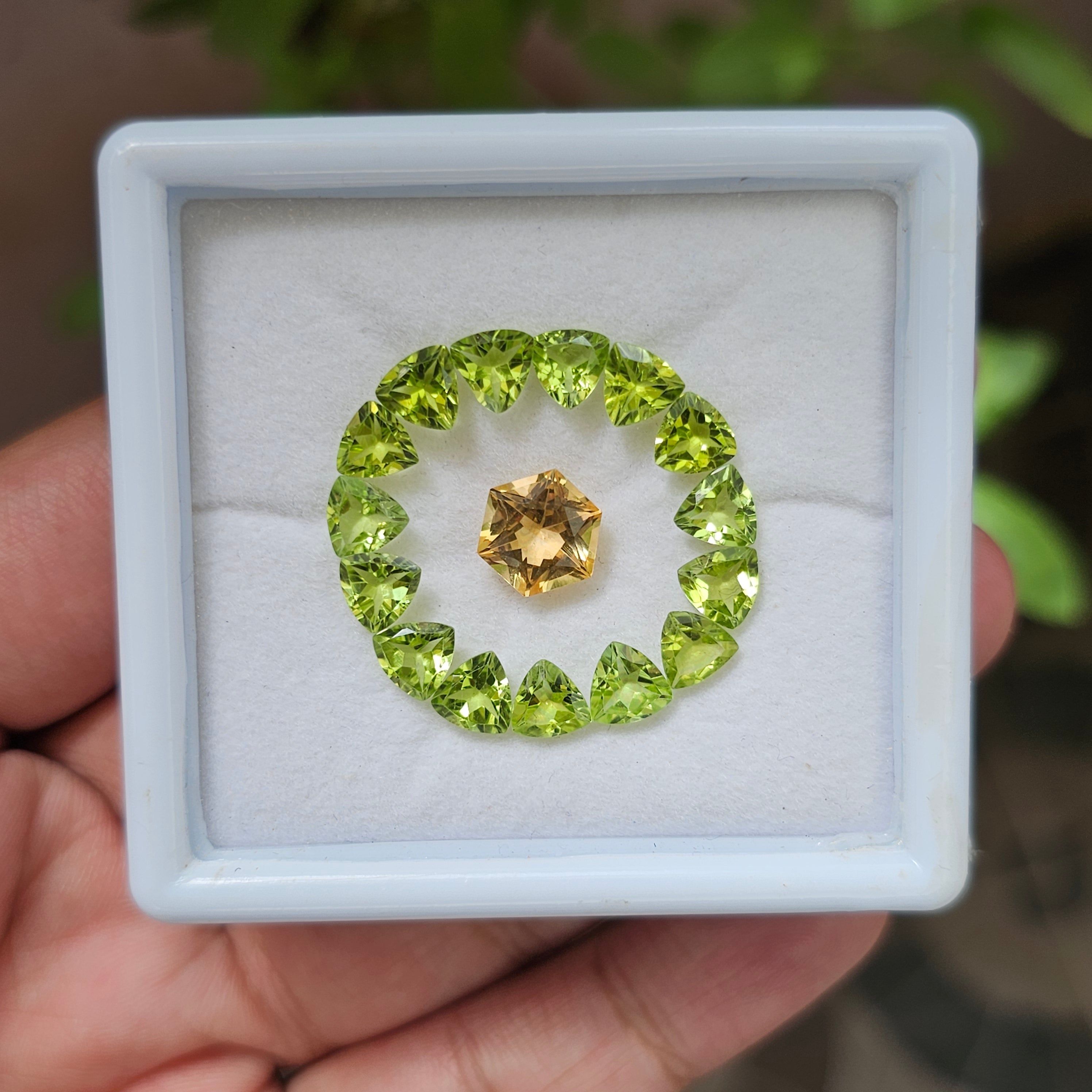 16 Pcs Of Natural Peridot & Citrine Faceted | Shape: Mix  | Size:5-9mm - The LabradoriteKing