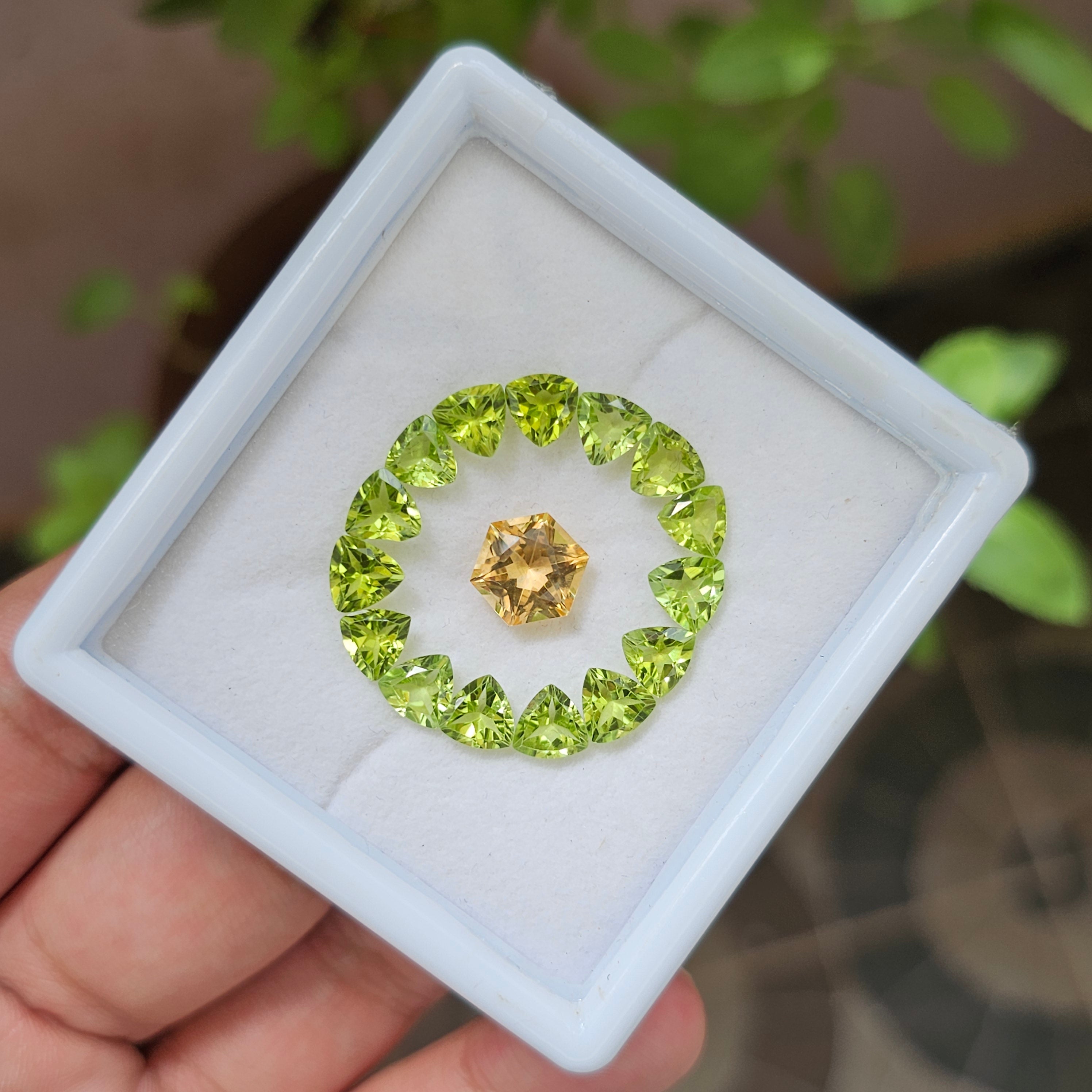 16 Pcs Of Natural Peridot & Citrine Faceted | Shape: Mix  | Size:5-9mm - The LabradoriteKing