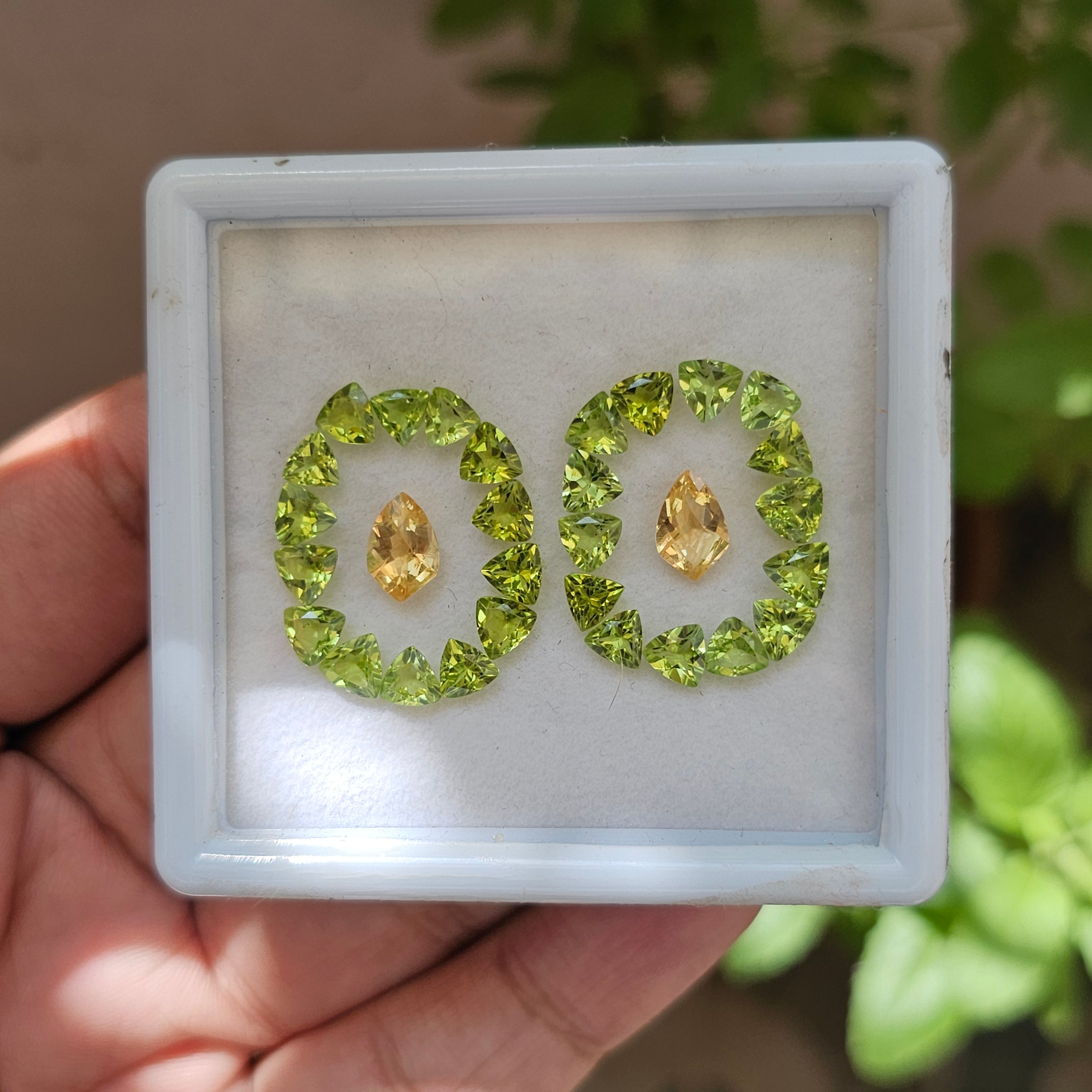 30Pcs Of Natural Peridot & Citrine Faceted | Shape:Mix  | Size:5-9mm - The LabradoriteKing