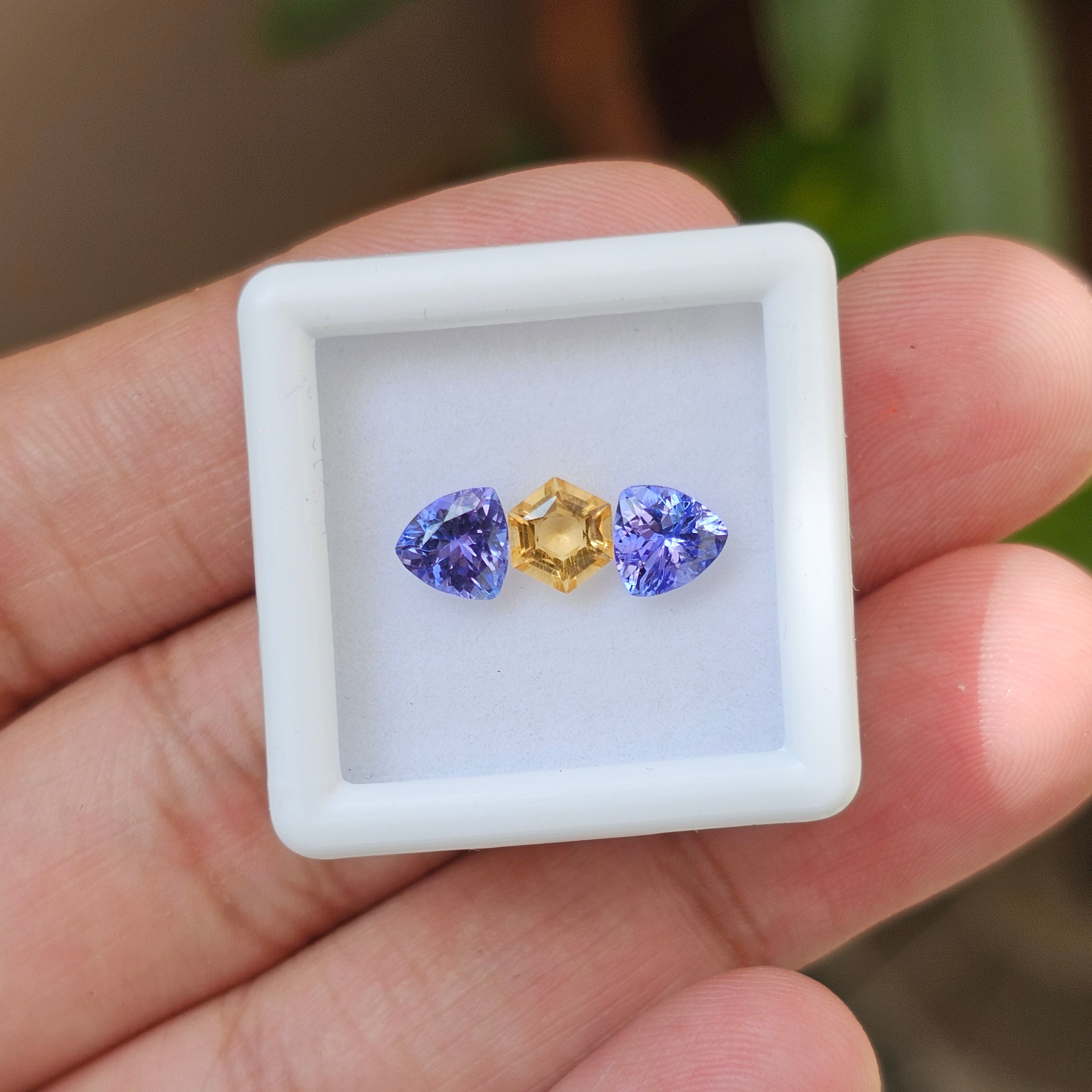 3 Pcs Of Natural Tanzanite & Citrine Faceted | Shape: Mix| Size:5-6mm - The LabradoriteKing