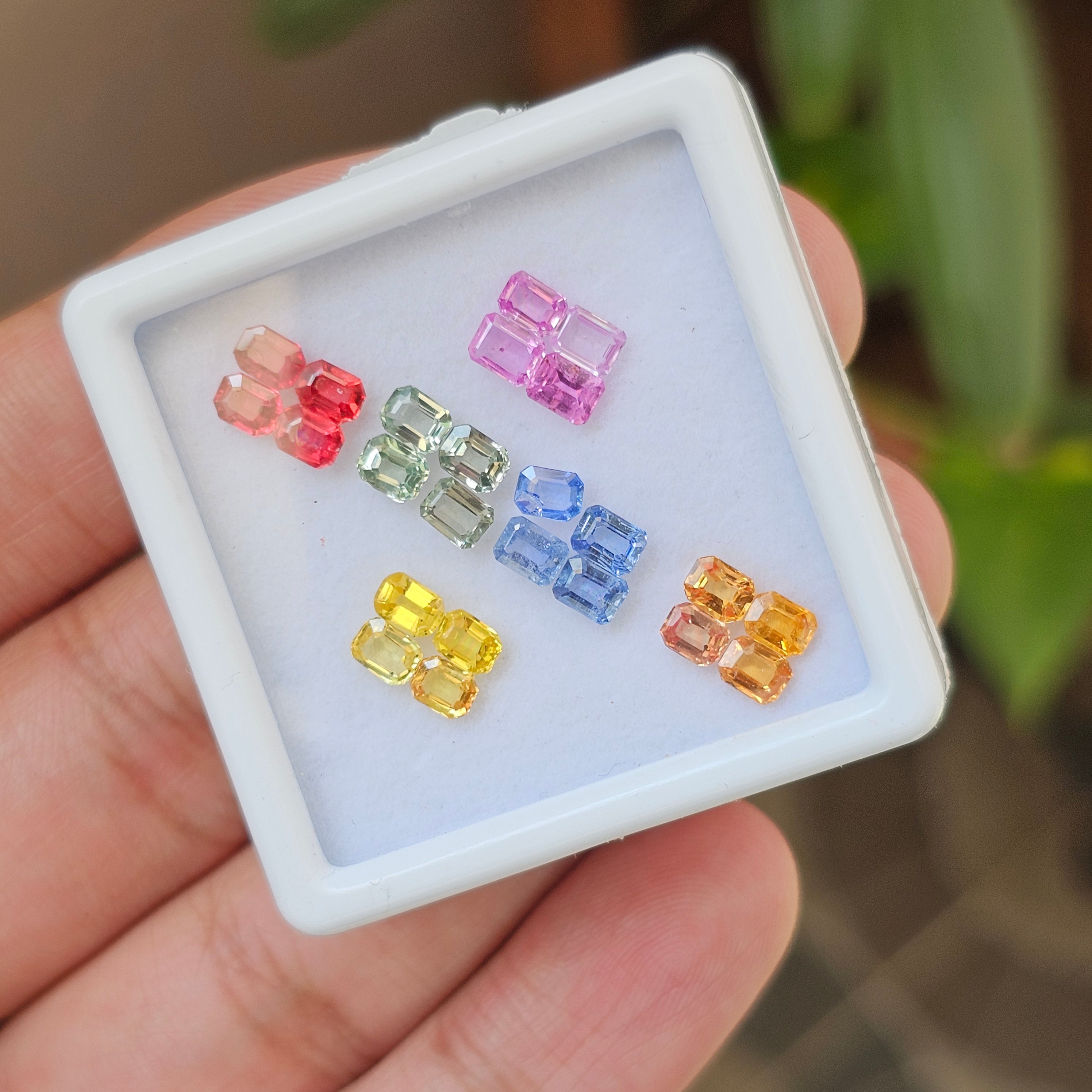 24 Pcs Of Sapphire Multi Color Rectangle | 4X3mm | 6 Cts - The LabradoriteKing