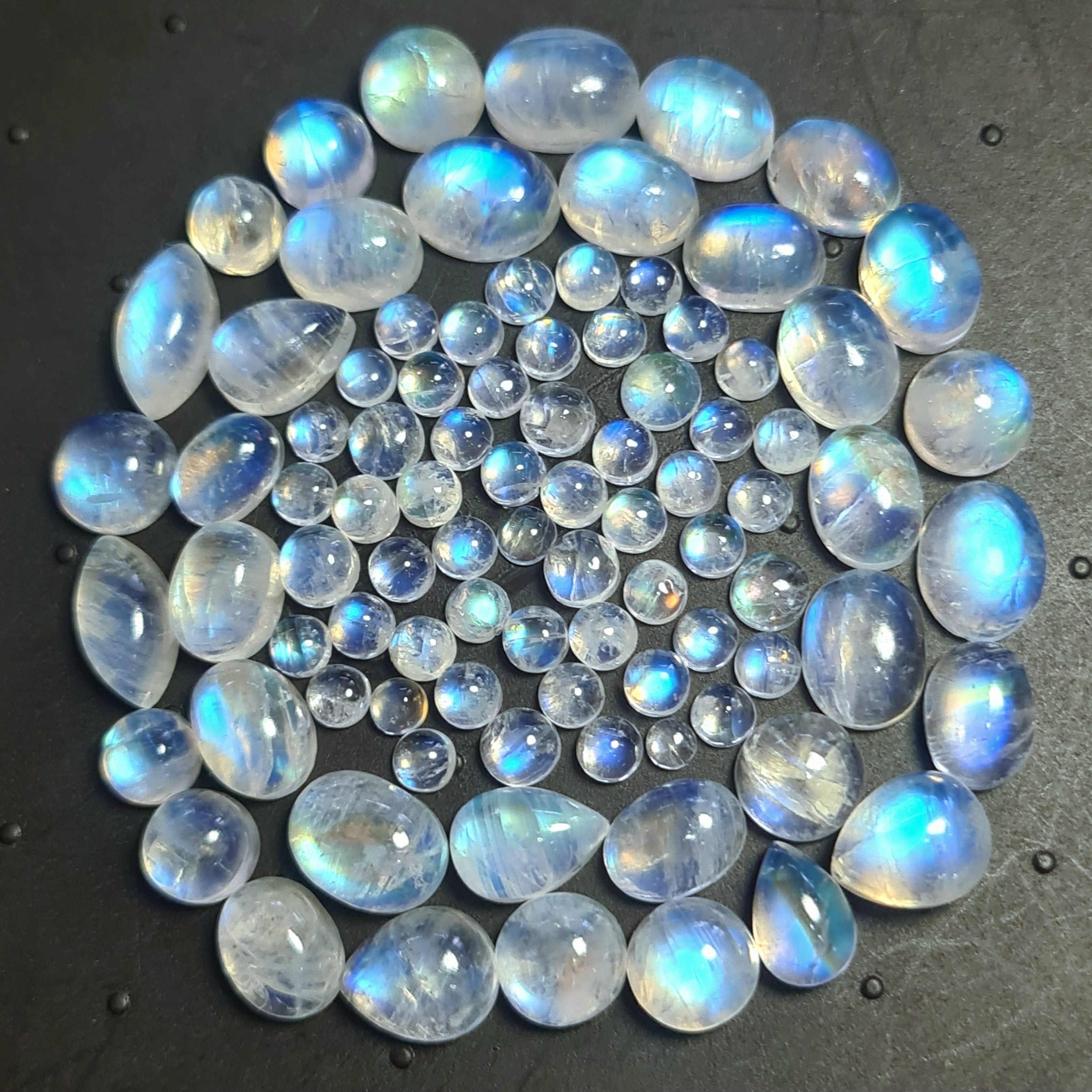 90 Pcs Natural Moonstone Cabochon Gemstone|Mix Shape| 3-10mm - The LabradoriteKing