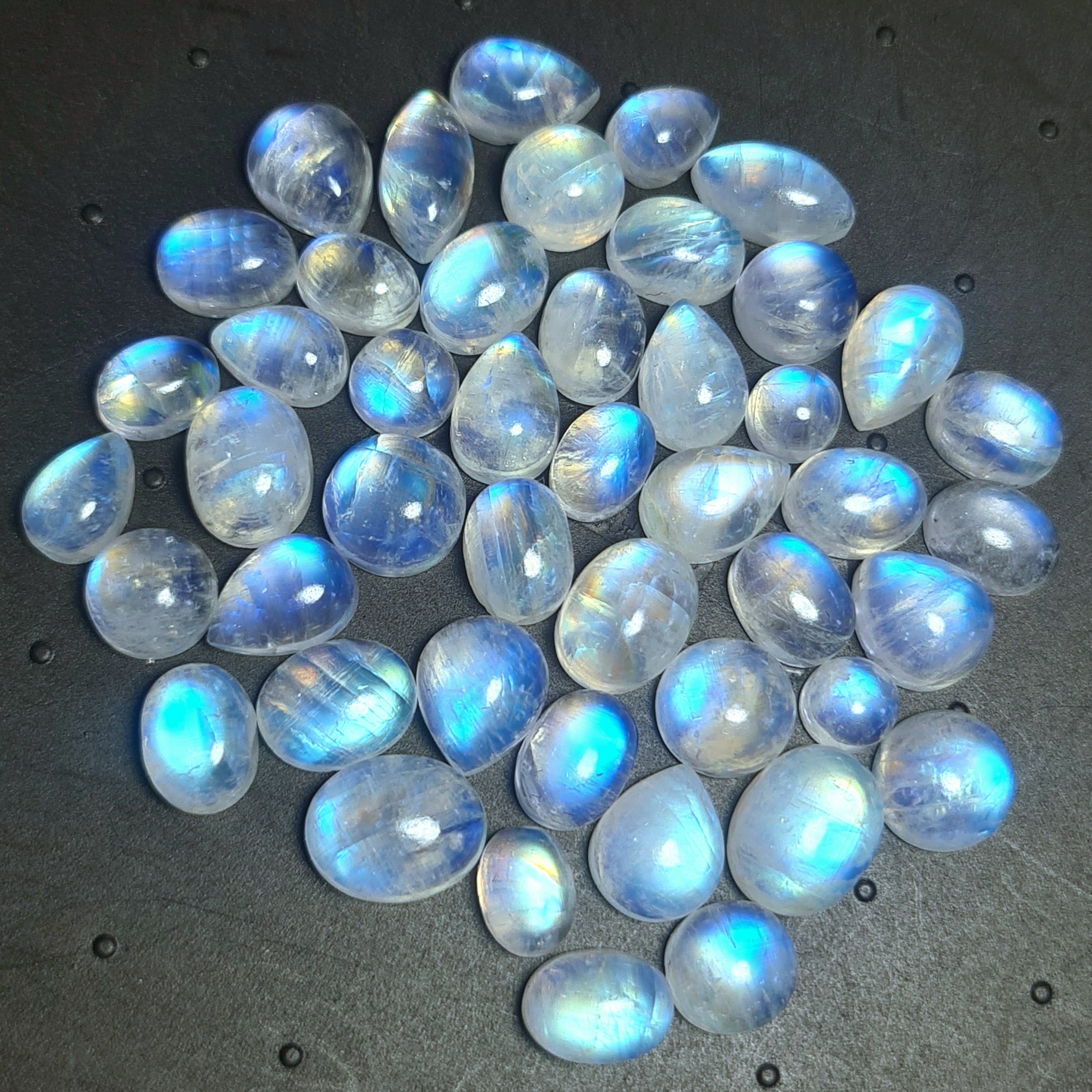 46 Pcs Natural Moonstone Cabochon Gemstone|Mix Shape| 6-11mm - The LabradoriteKing