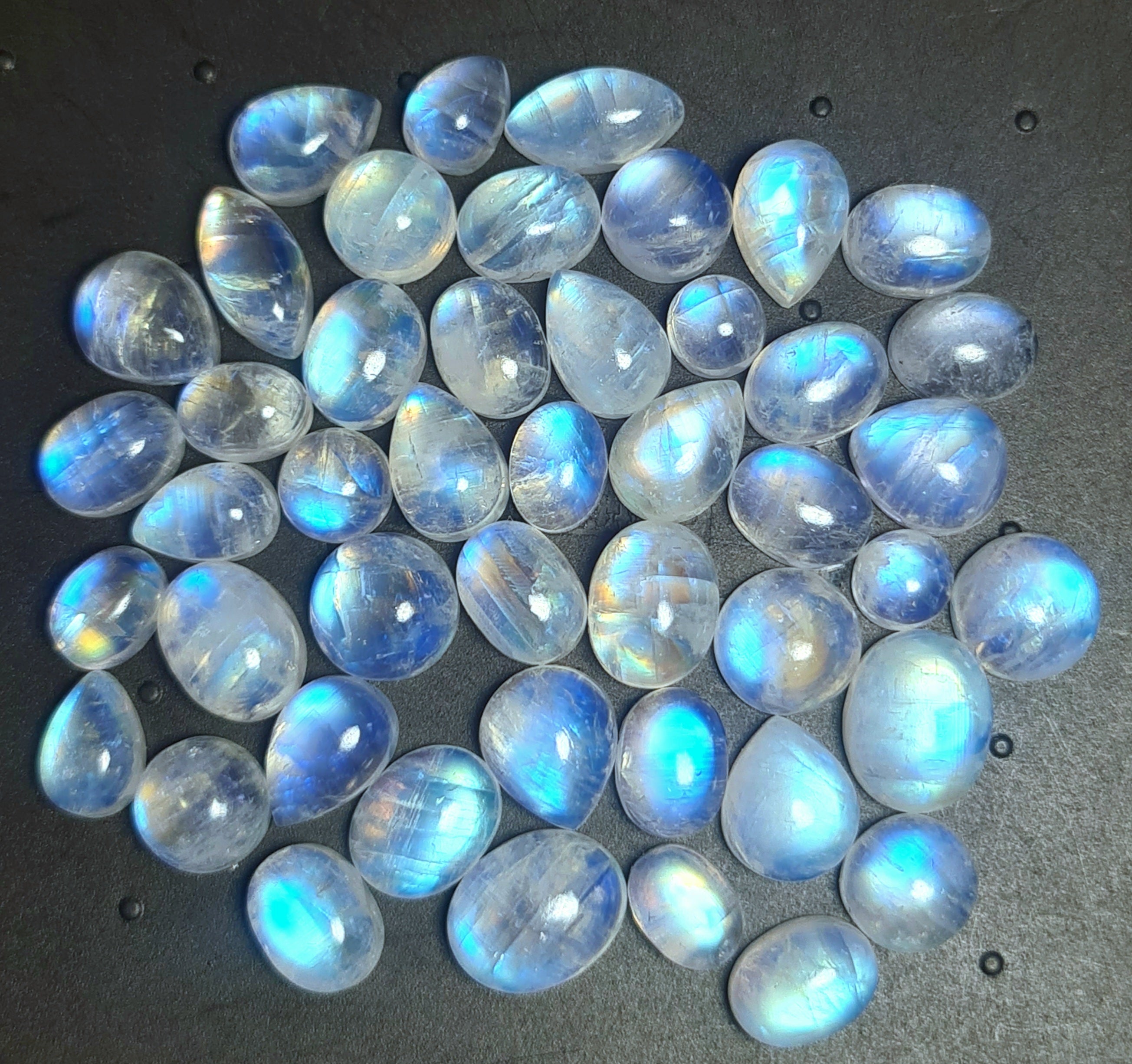 46 Pcs Natural Moonstone Cabochon Gemstone|Mix Shape| 6-11mm - The LabradoriteKing