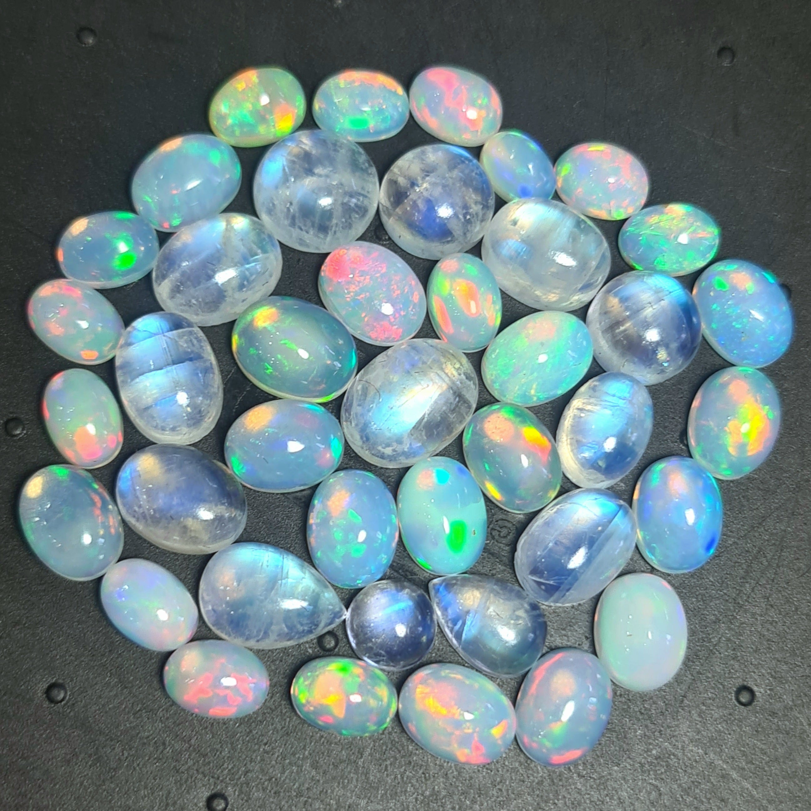 41 Pcs Natural Moonstone & Ethiopian Opal Cabochon Gemstone|Mix Shape| 6-10mm