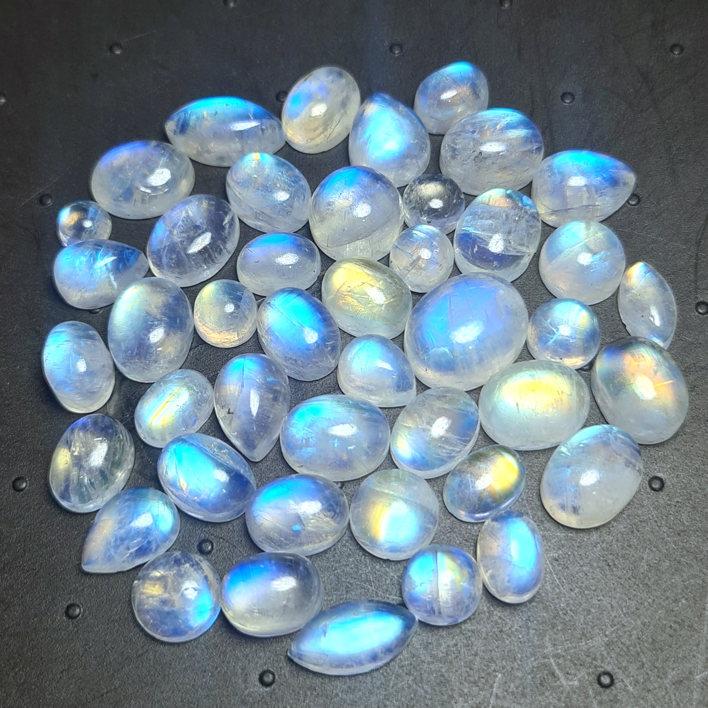 55 Pcs Natural Moonstone Cabochon Gemstone|Mix Shape| 6-11mm - The LabradoriteKing