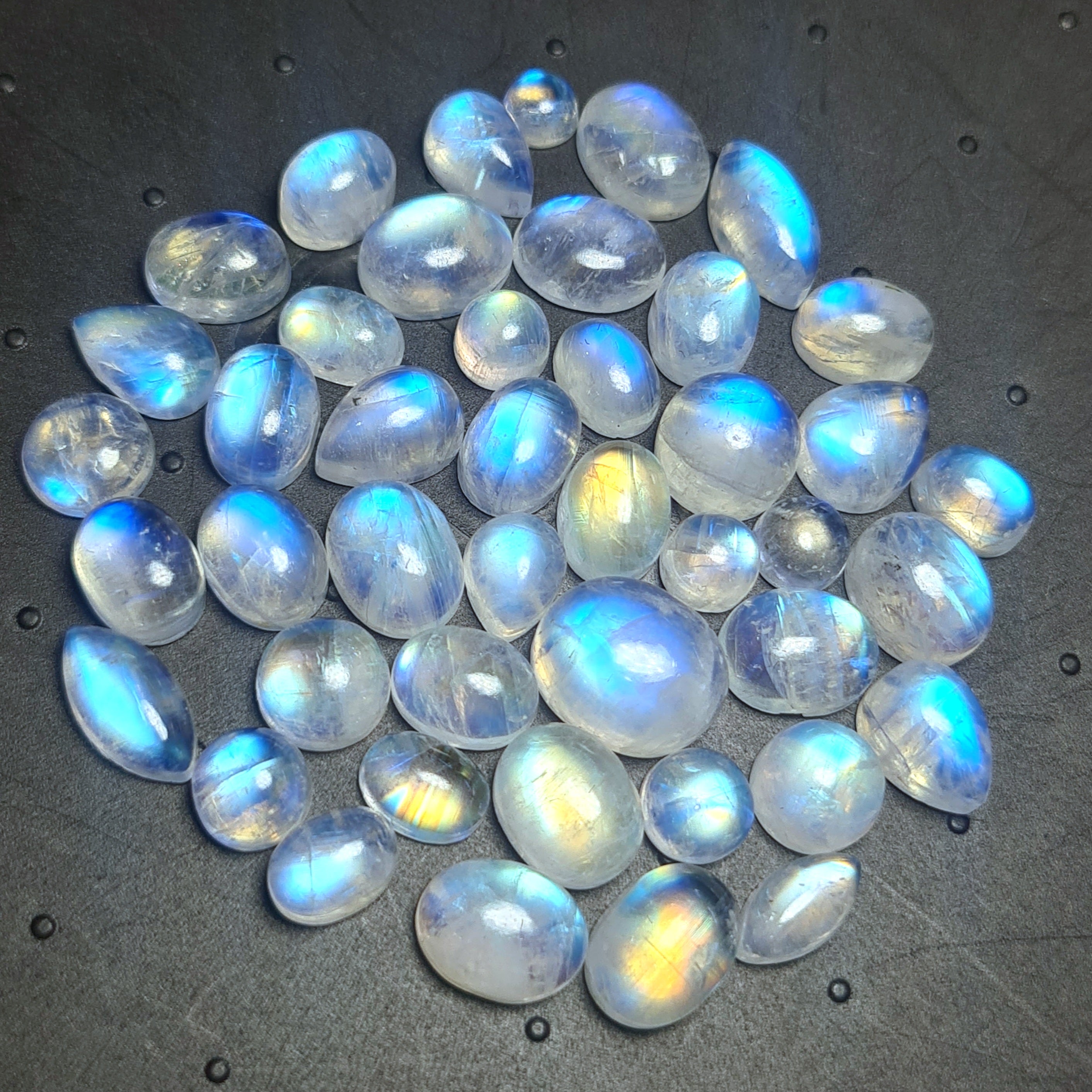 55 Pcs Natural Moonstone Cabochon Gemstone|Mix Shape| 6-11mm - The LabradoriteKing