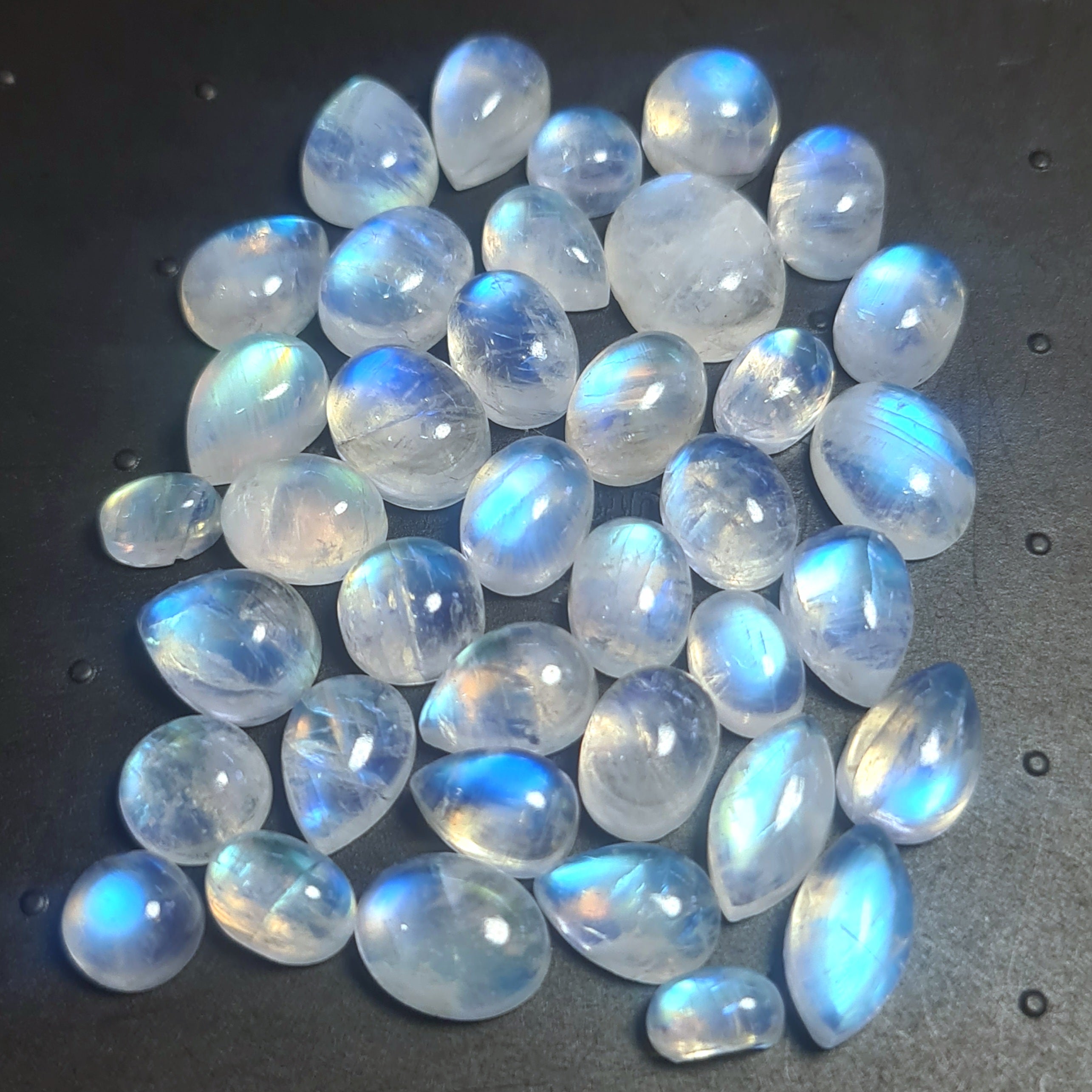 38 Pcs Natural Moonstone Cabochon Gemstone|Mix Shape| 7-12mm - The LabradoriteKing