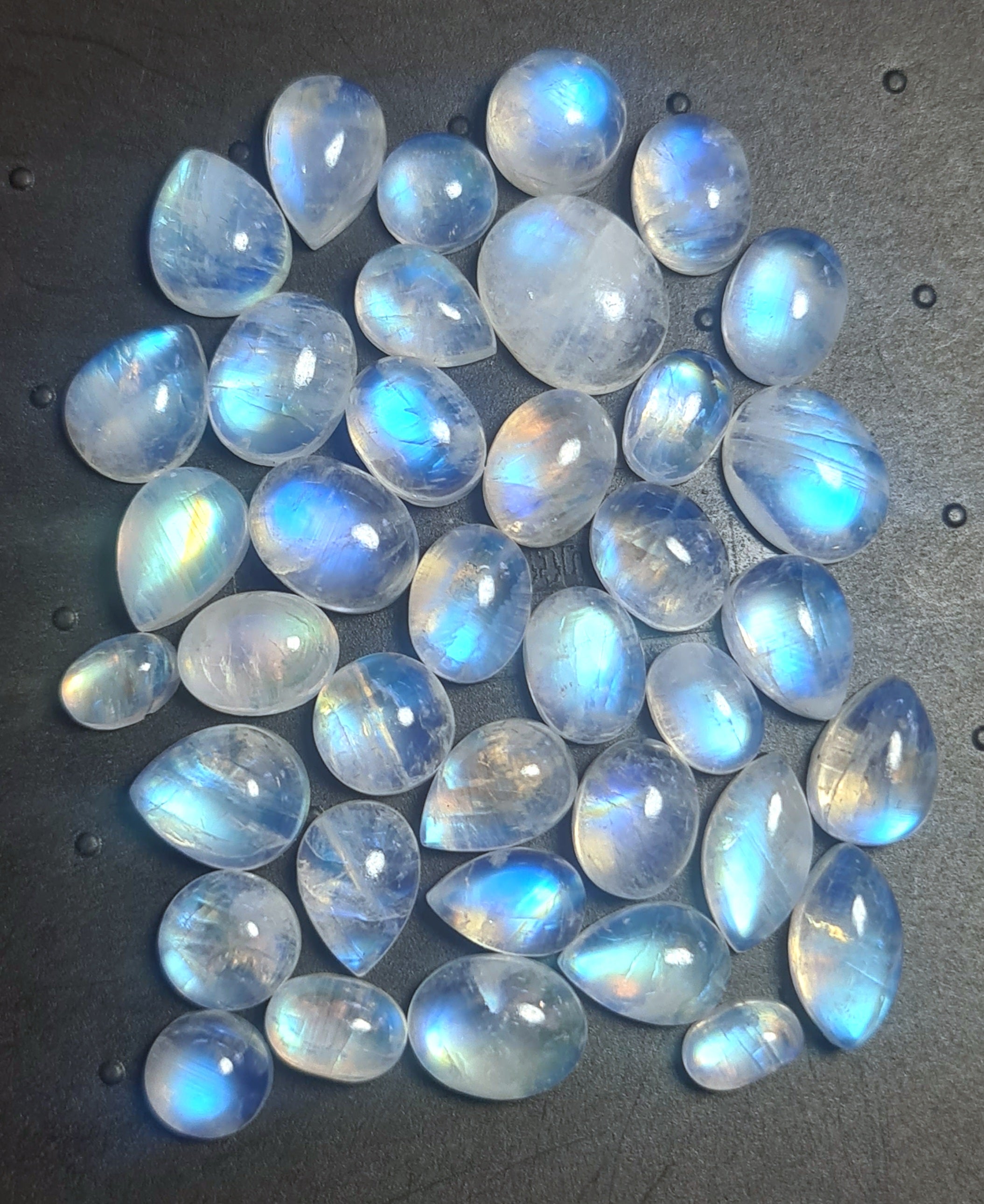 38 Pcs Natural Moonstone Cabochon Gemstone|Mix Shape| 7-12mm - The LabradoriteKing