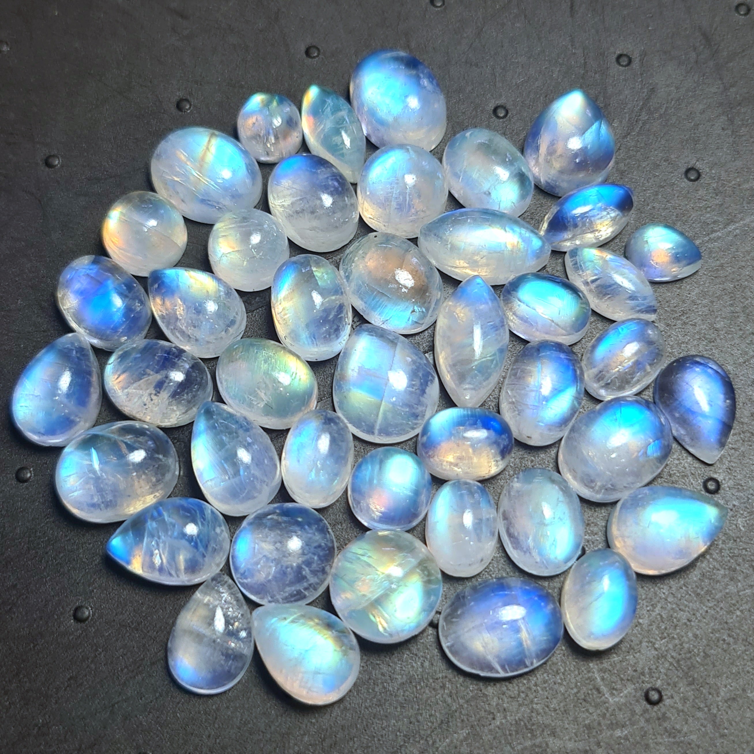 43 Pcs Natural Moonstone Cabochon Gemstone|Mix Shape| 6-12mm - The LabradoriteKing