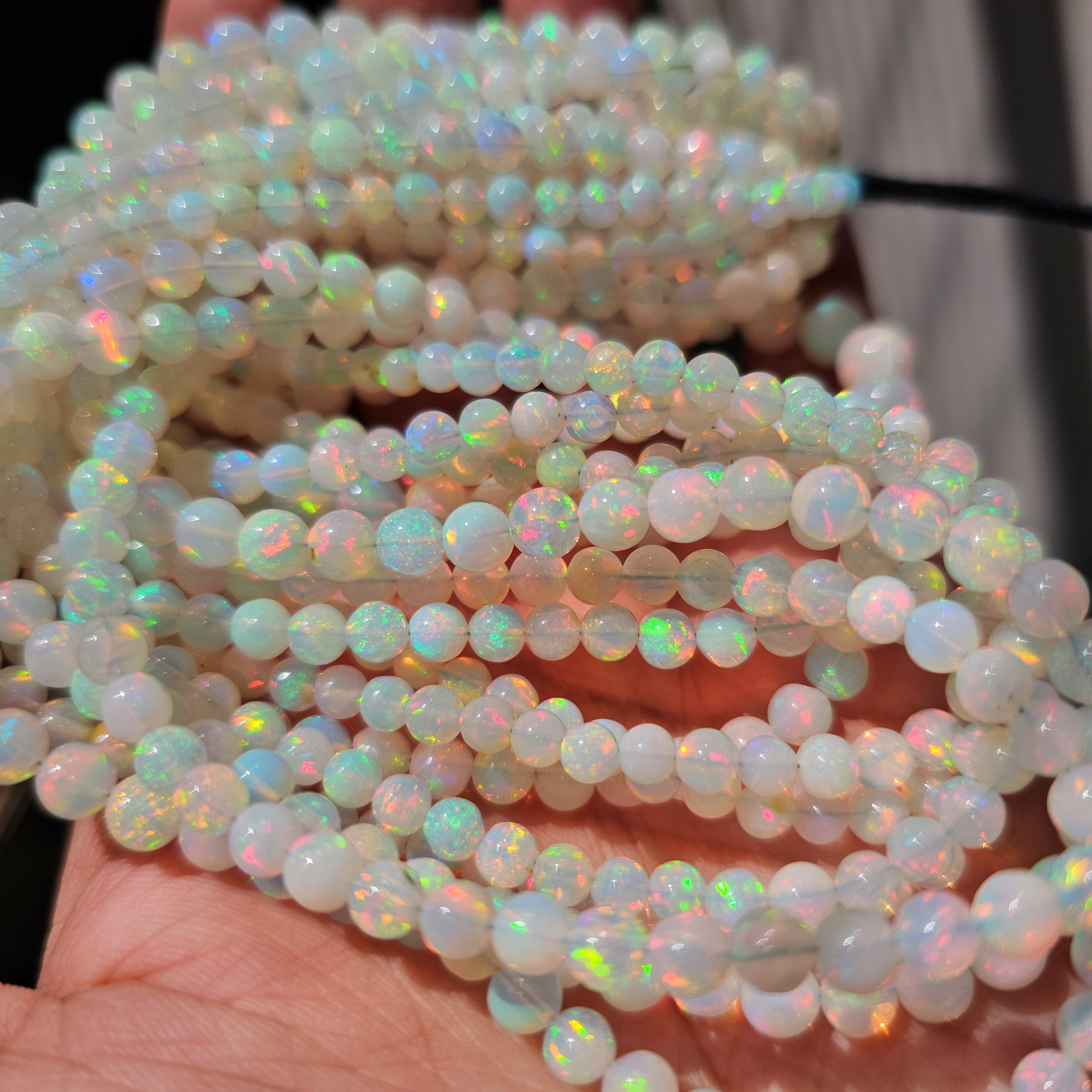 1 String of Pink fire Opal sphere Beads | 17" Inches balls - The LabradoriteKing