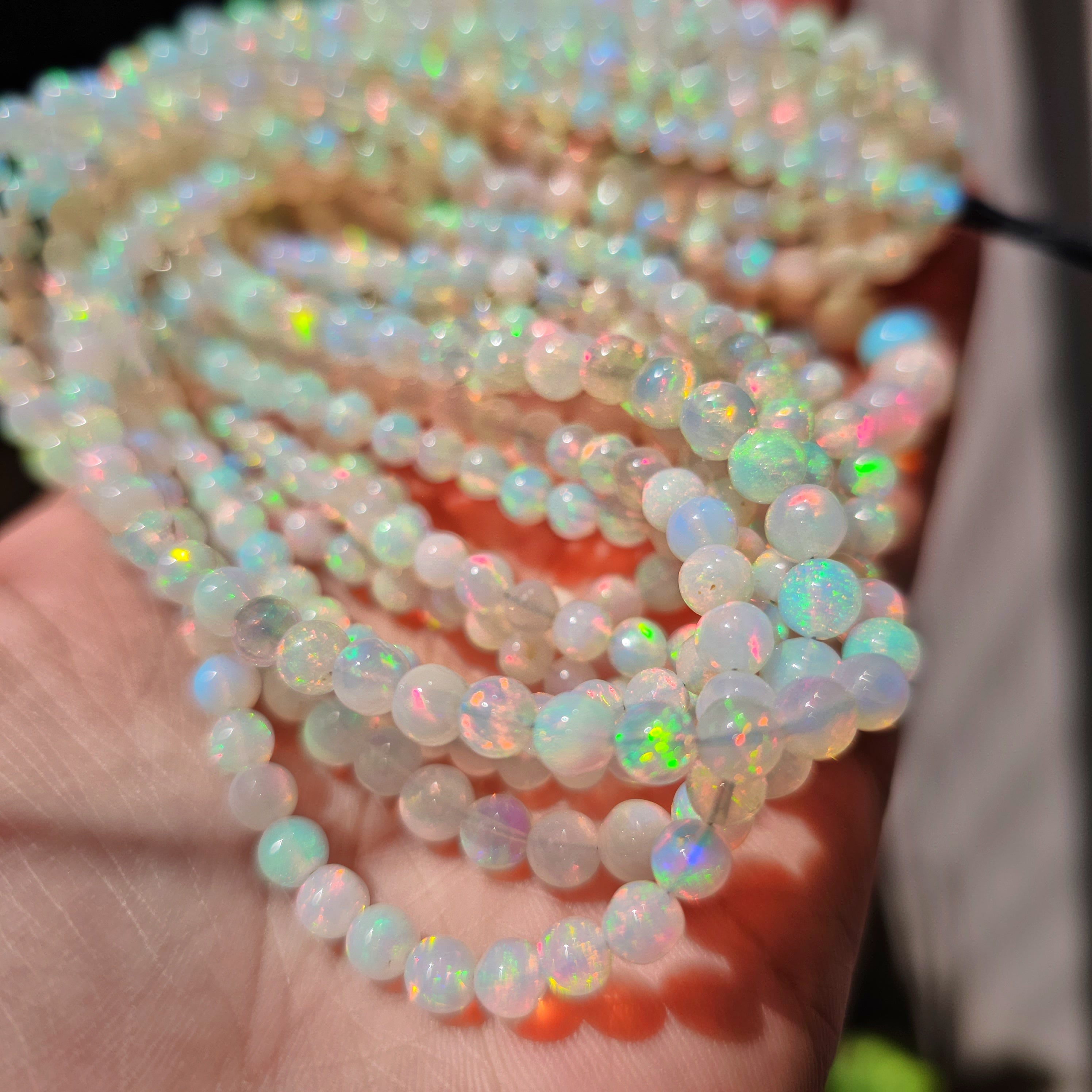 1 String of Pink fire Opal sphere Beads | 17" Inches balls - The LabradoriteKing