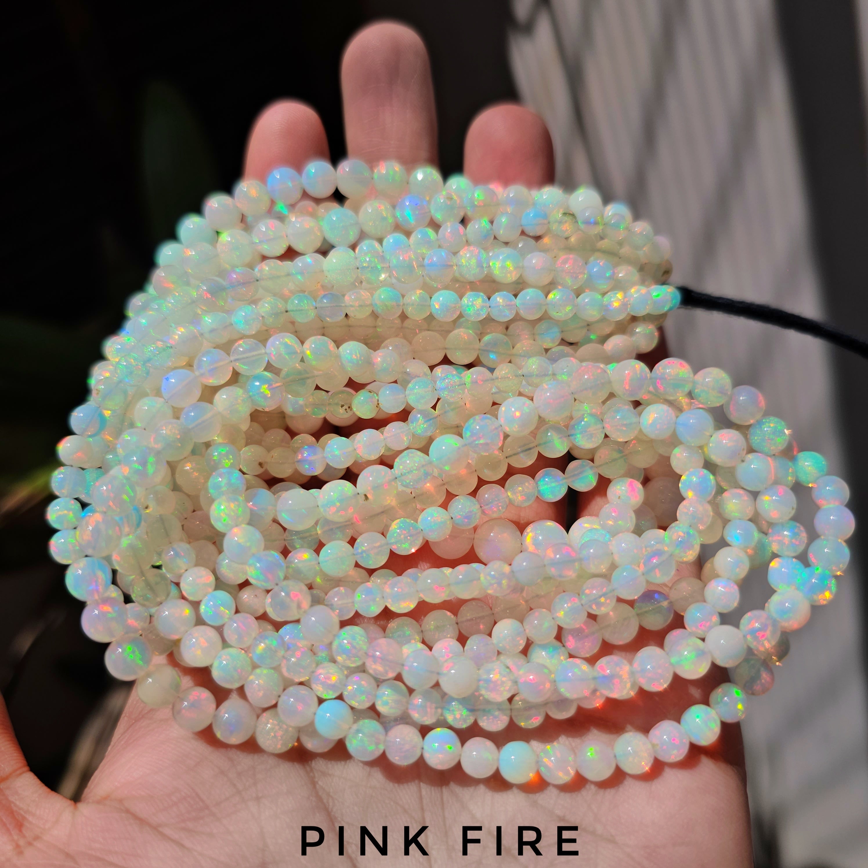 1 String of Pink fire Opal sphere Beads | 17" Inches balls - The LabradoriteKing