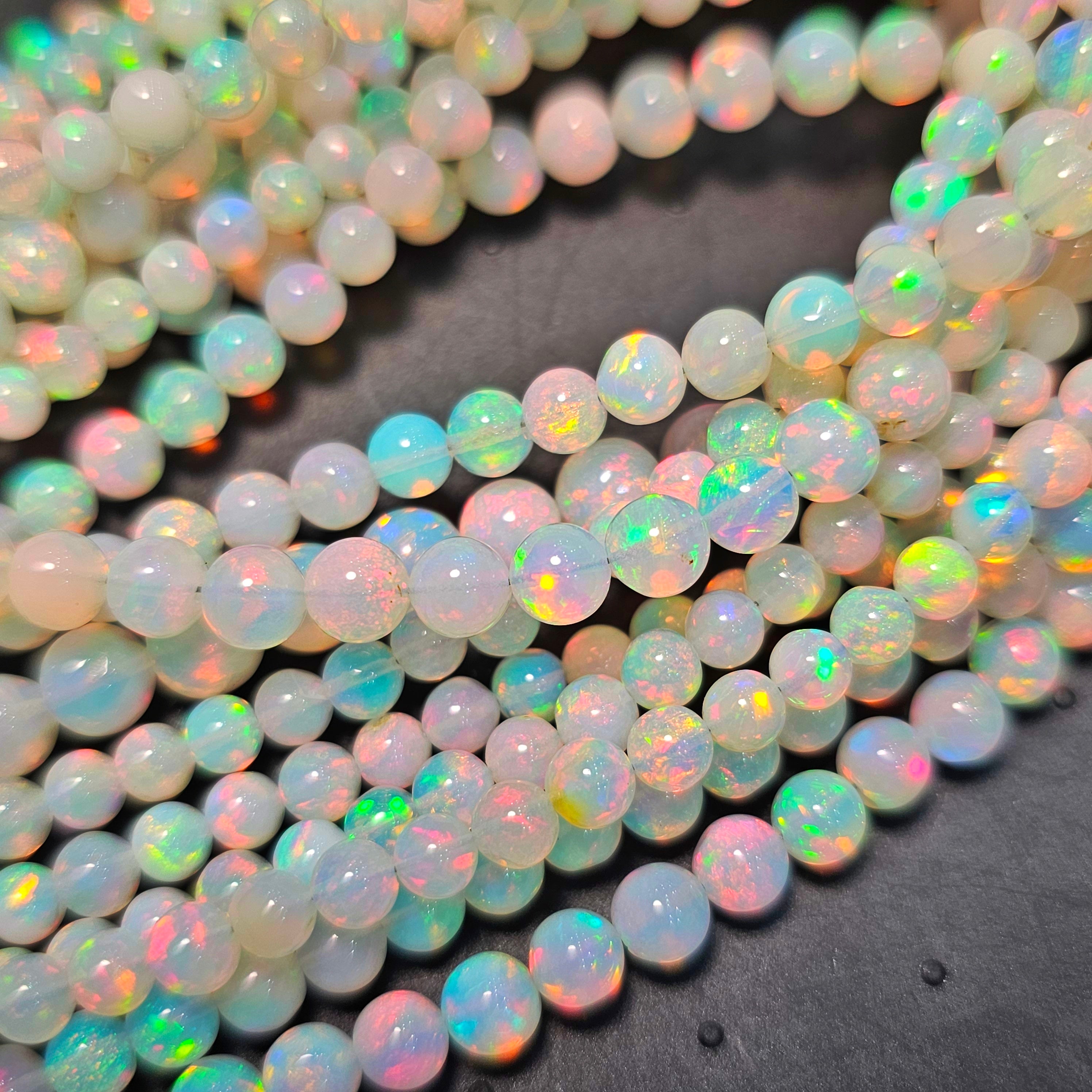 1 String of Pink fire Opal sphere Beads | 17" Inches balls - The LabradoriteKing