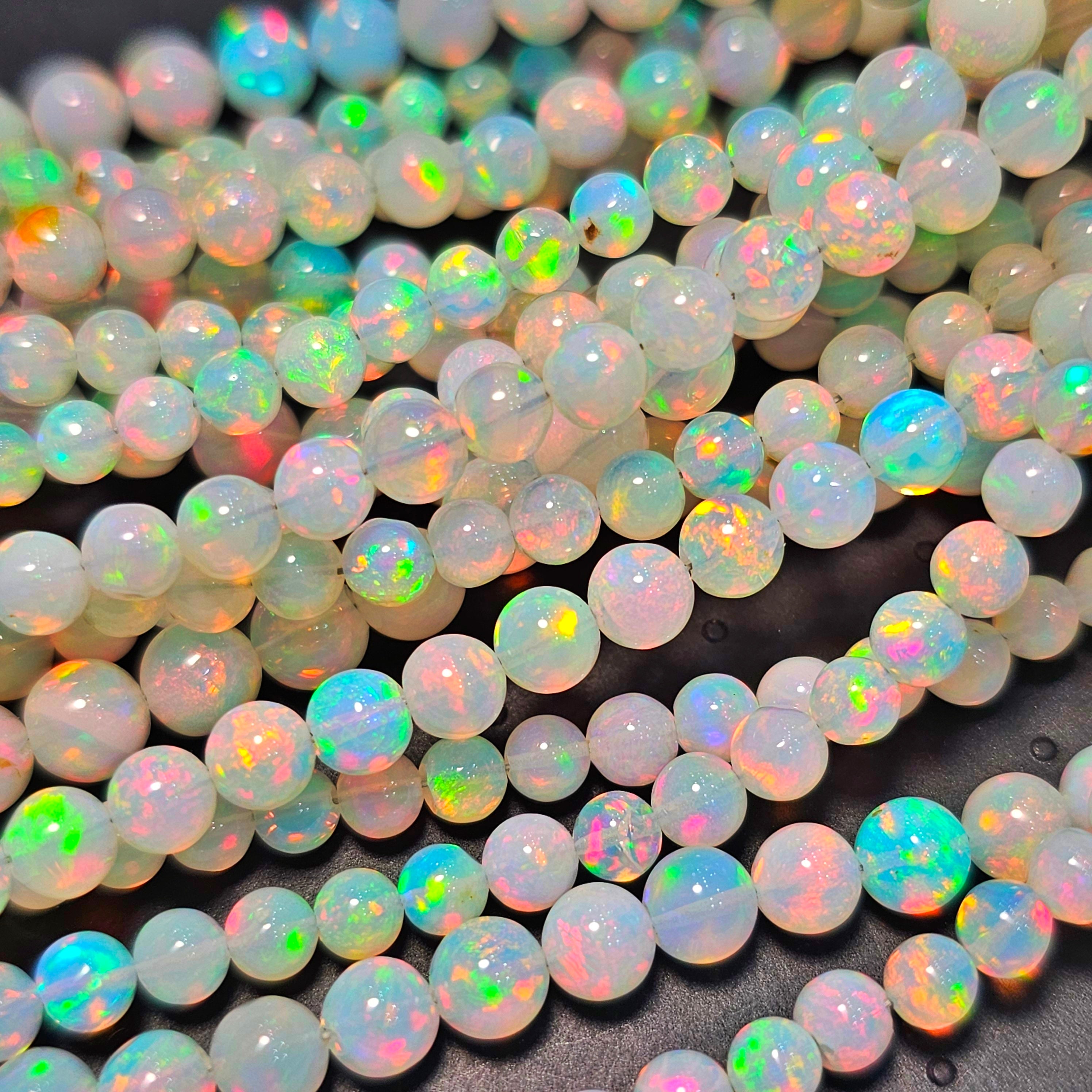 1 String of Pink fire Opal sphere Beads | 17" Inches balls - The LabradoriteKing