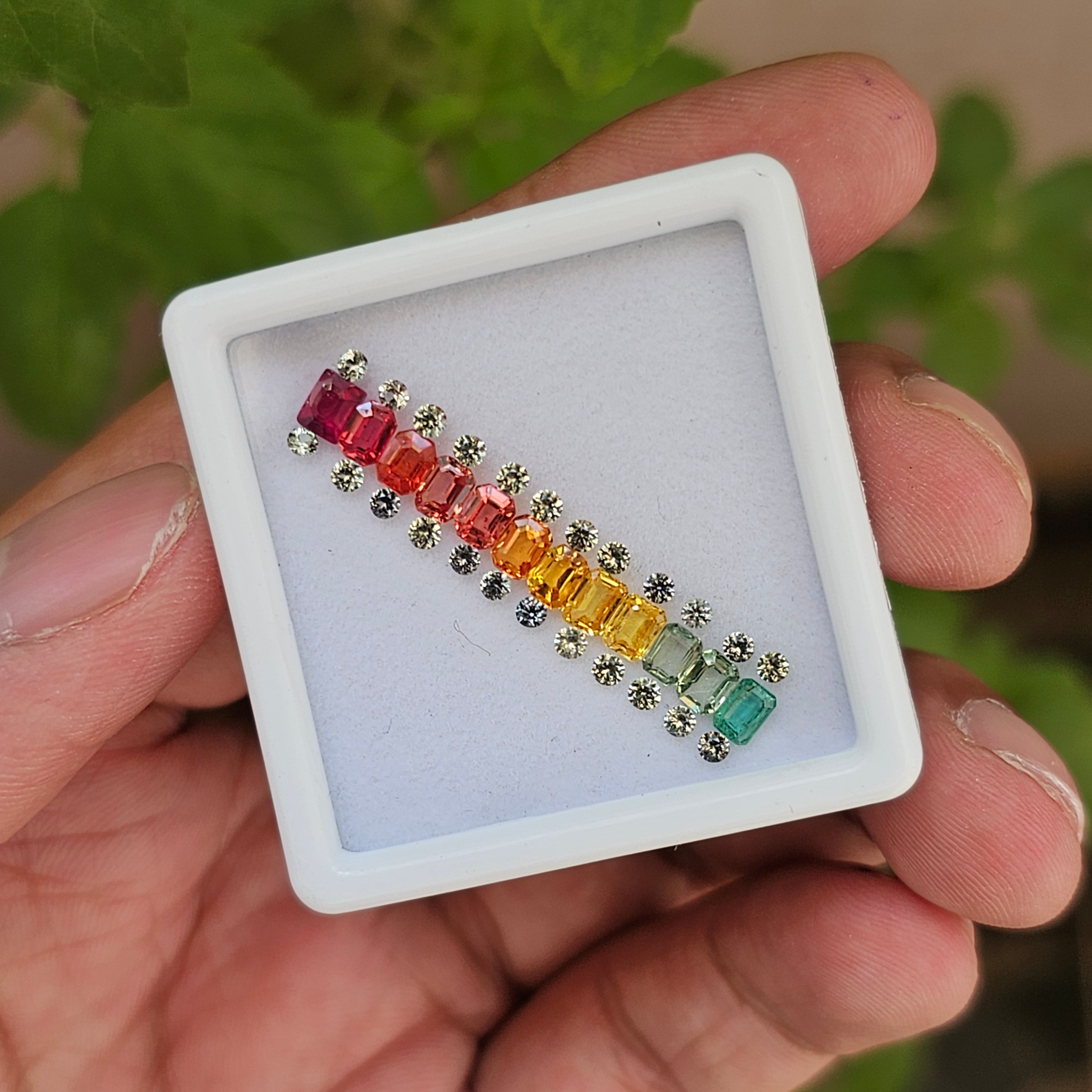 36 Pcs Natural Multi Sapphire|Round & Rectangle Shape| 2-4mm