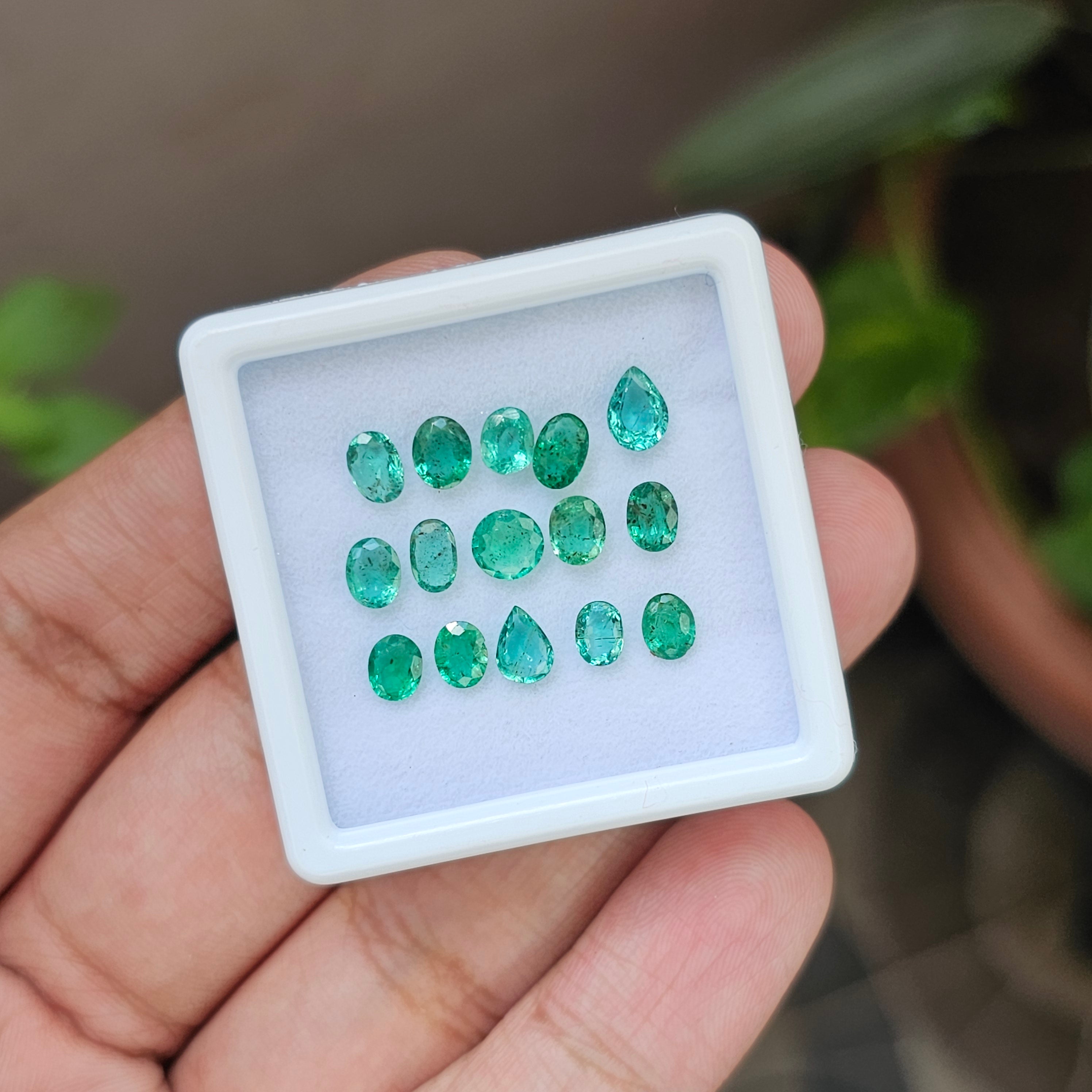 15 Pcs Natural Zambian Emerald Faceted Pear , Oval , Round Shape | 5-6mm - The LabradoriteKing