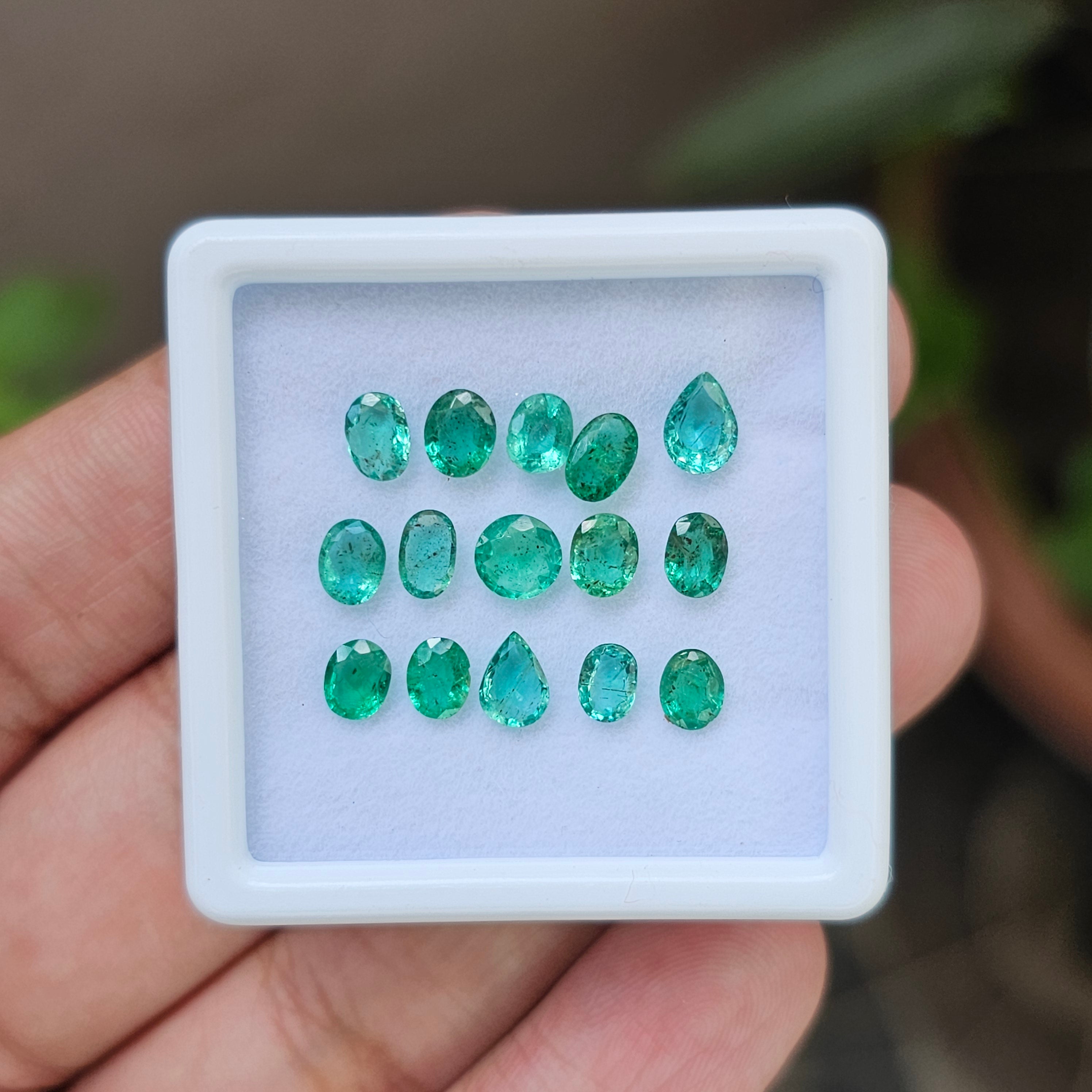 15 Pcs Natural Zambian Emerald Faceted Pear , Oval , Round Shape | 5-6mm - The LabradoriteKing