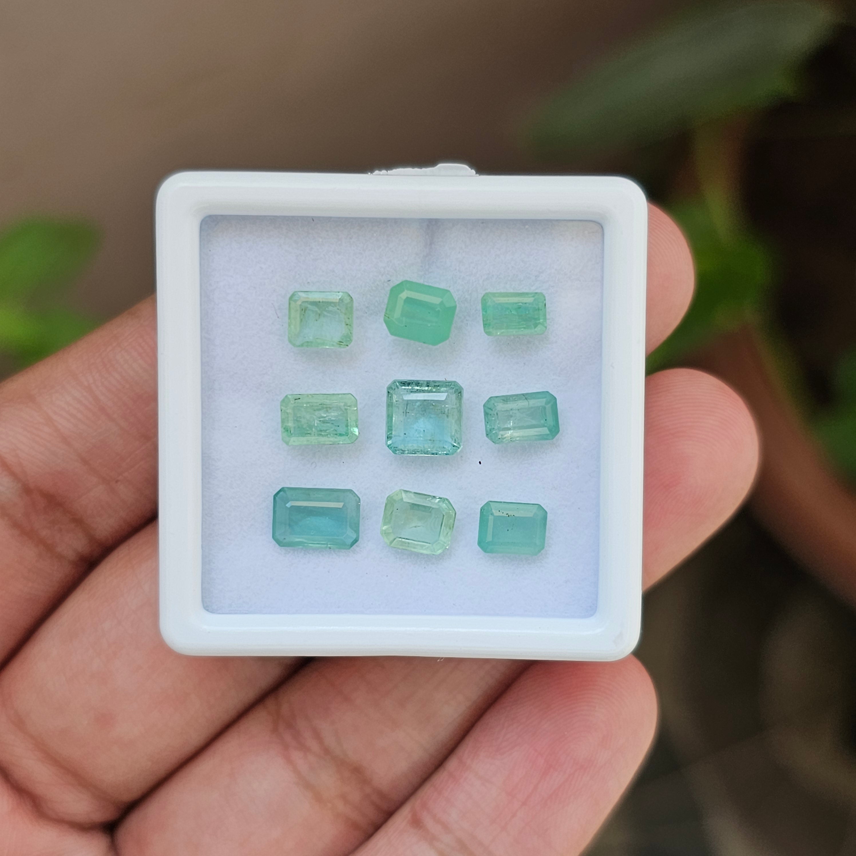 9 Pcs Natural Colombian Emerald Faceted Rectangle | 6-8mm - The LabradoriteKing