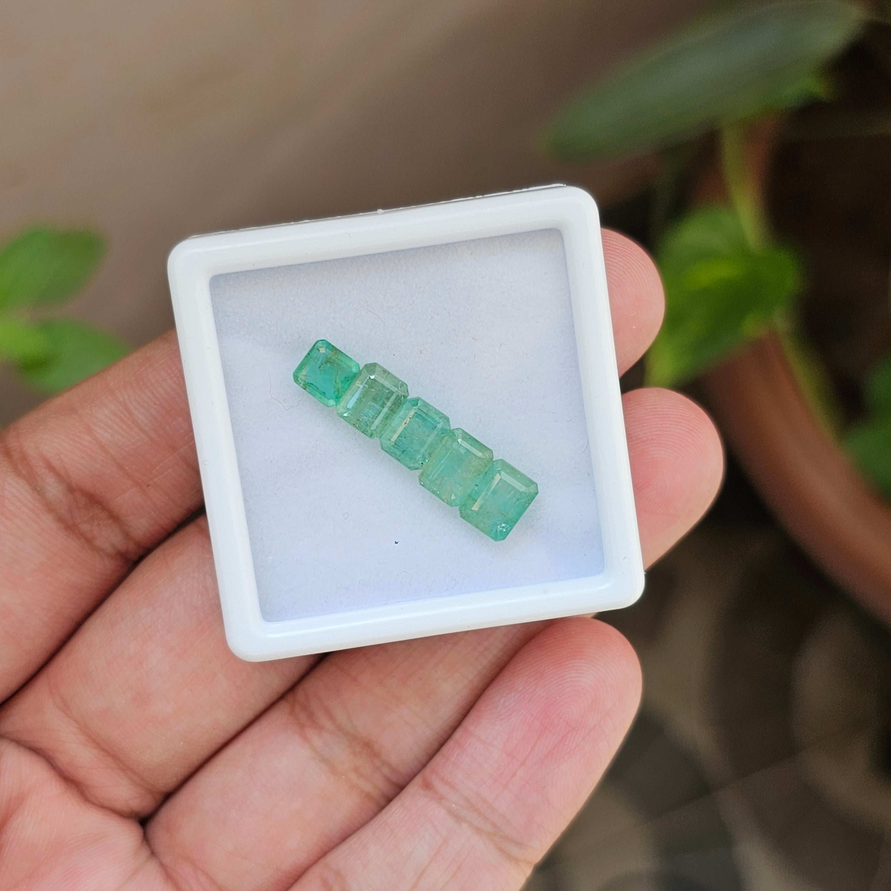 5 Pcs Natural Colombian Emerald Faceted Rectangle | 5-7mm - The LabradoriteKing