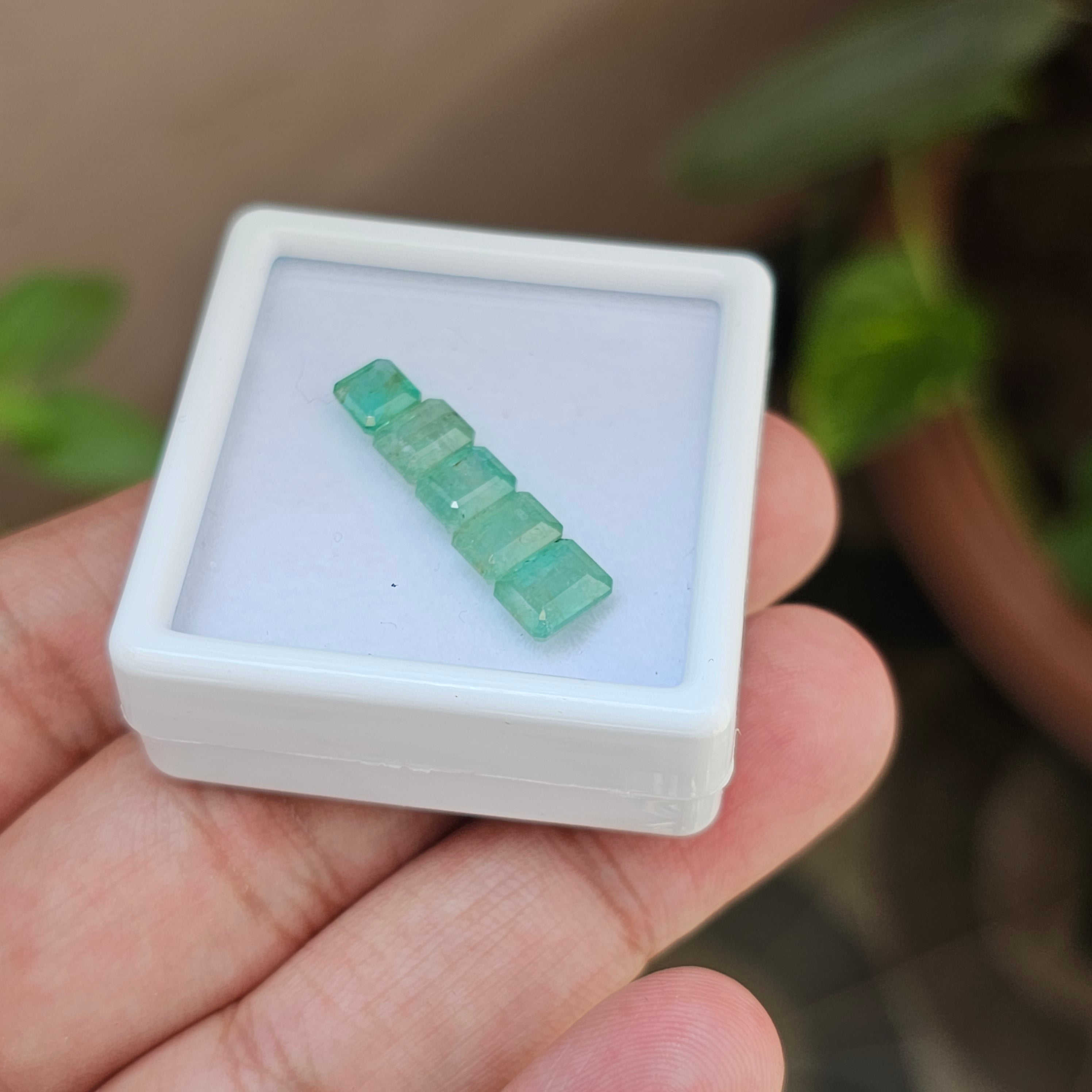 5 Pcs Natural Colombian Emerald Faceted Rectangle | 5-7mm - The LabradoriteKing