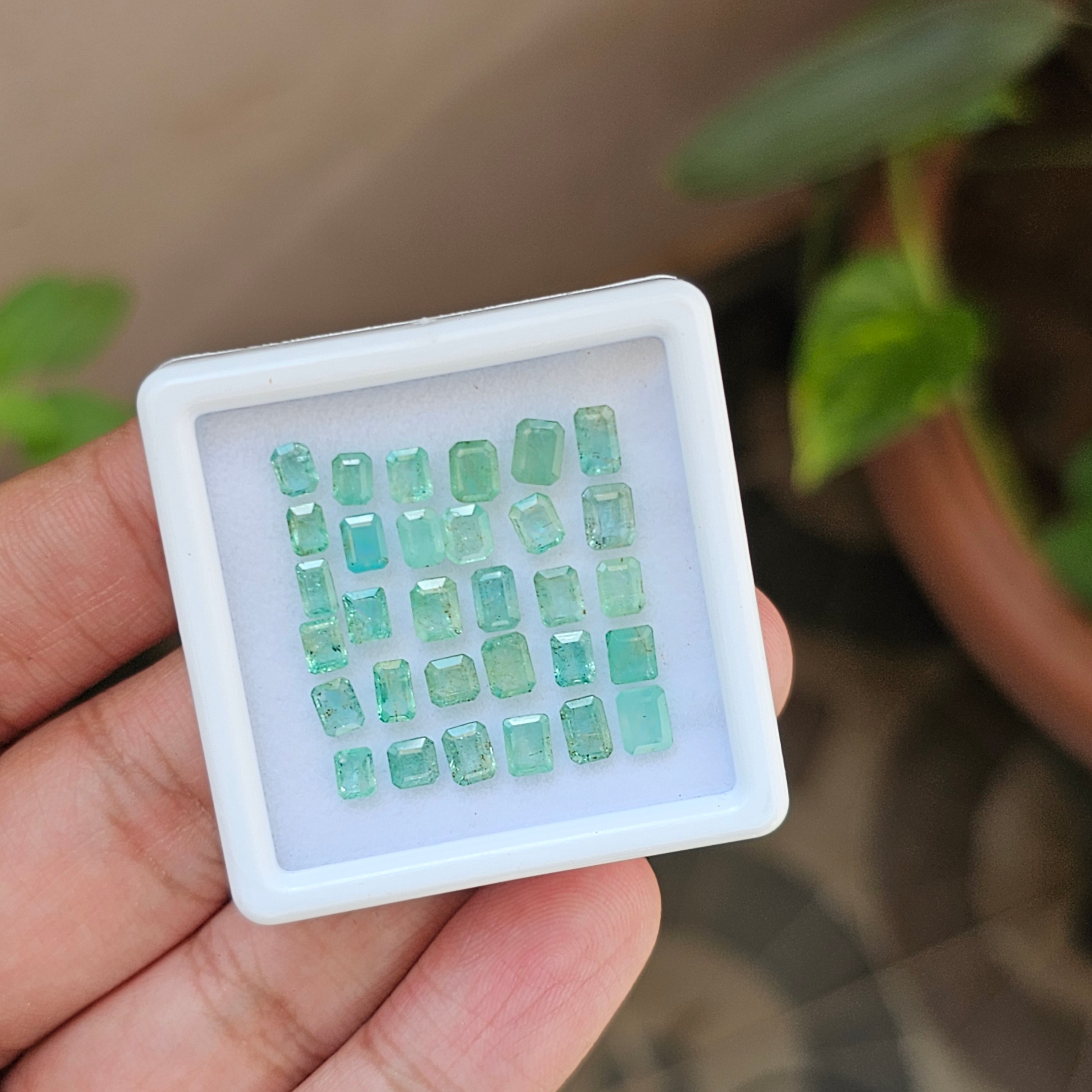 31 Pcs Natural Colombian Emerald Faceted Rectangle | 4-5mm - The LabradoriteKing