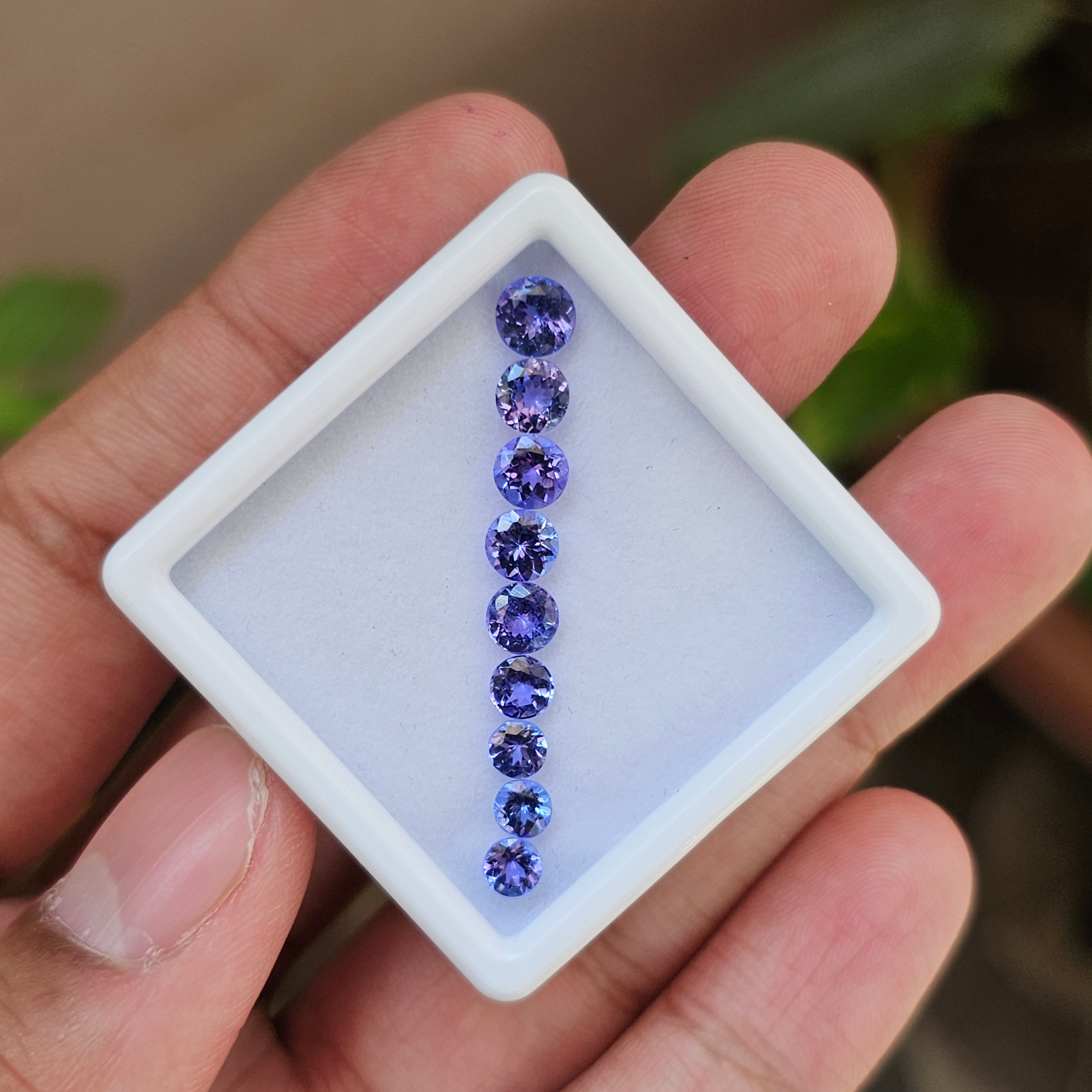 9 Pcs Natural Tanzanite |Round Shape|4mm to 5mm | AAA Quality - The LabradoriteKing