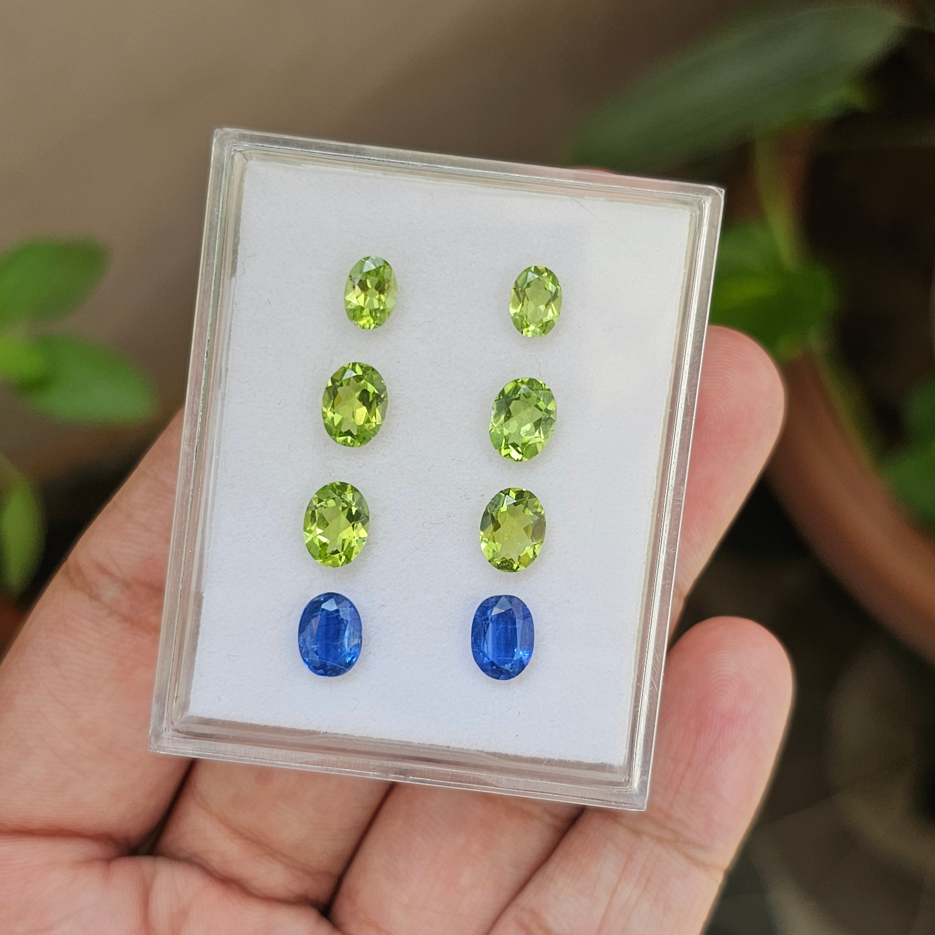 8 Pcs Natural kyanite And Peridot |Oval Shape| 6-8mm|9.2 Cts - The LabradoriteKing