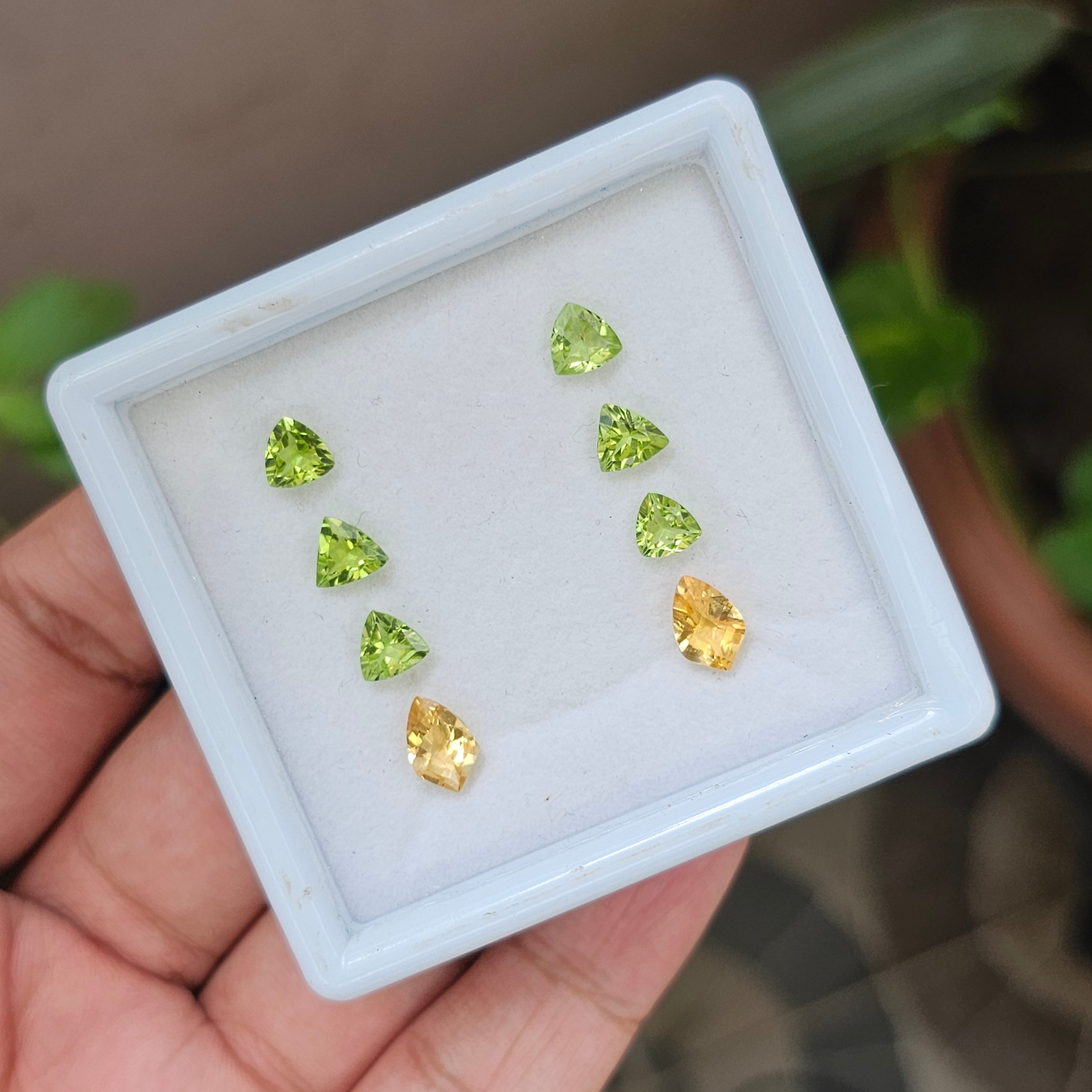 8 Pcs Natural Citrine And Peridot |Trillion & Fancy Shape| 6-9mm|5.9 Cts - The LabradoriteKing