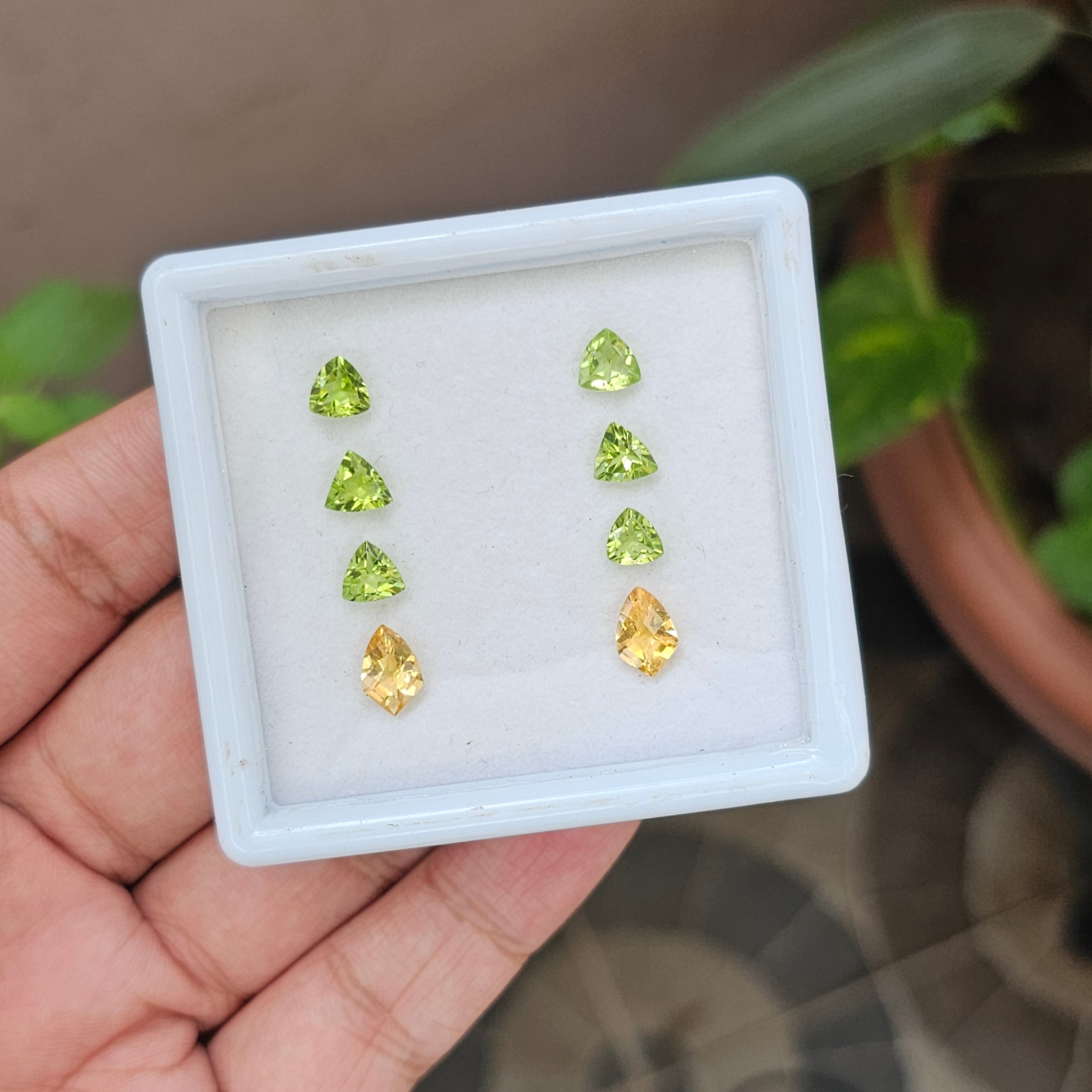 8 Pcs Natural Citrine And Peridot |Trillion & Fancy Shape| 6-9mm|5.9 Cts - The LabradoriteKing