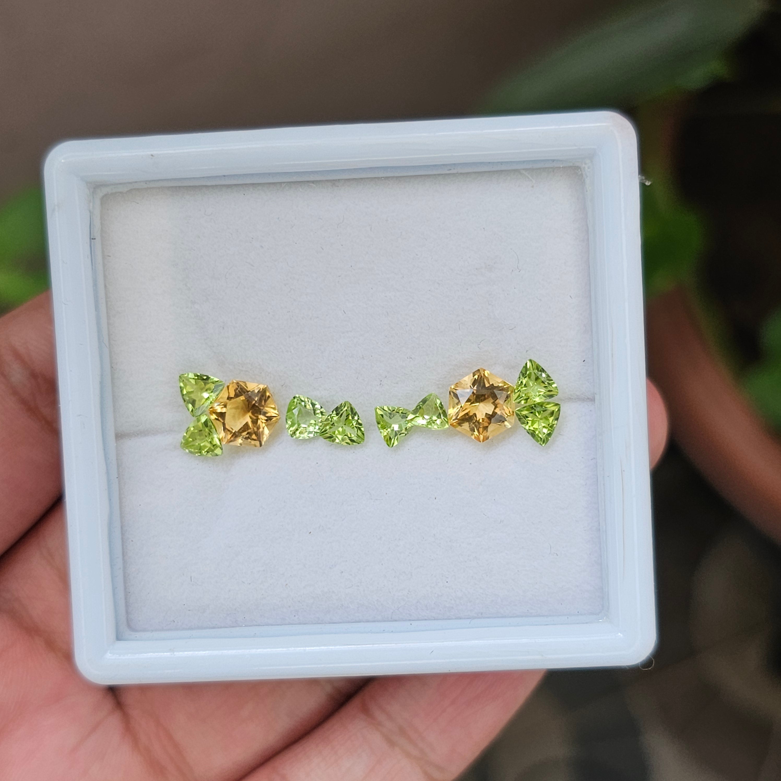 10 Pcs Natural Citrine And Peridot |Trillion & Hexagon Shape| 5-7mm|6.4 Cts - The LabradoriteKing