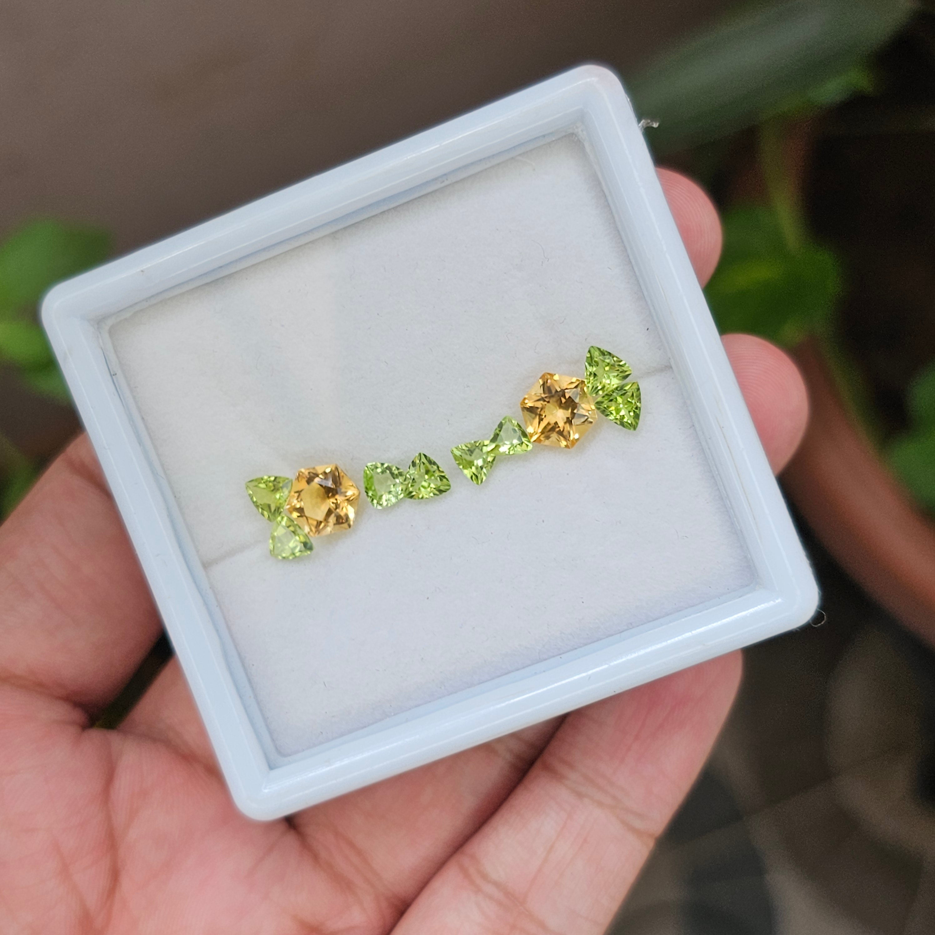 10 Pcs Natural Citrine And Peridot |Trillion & Hexagon Shape| 5-7mm|6.4 Cts - The LabradoriteKing