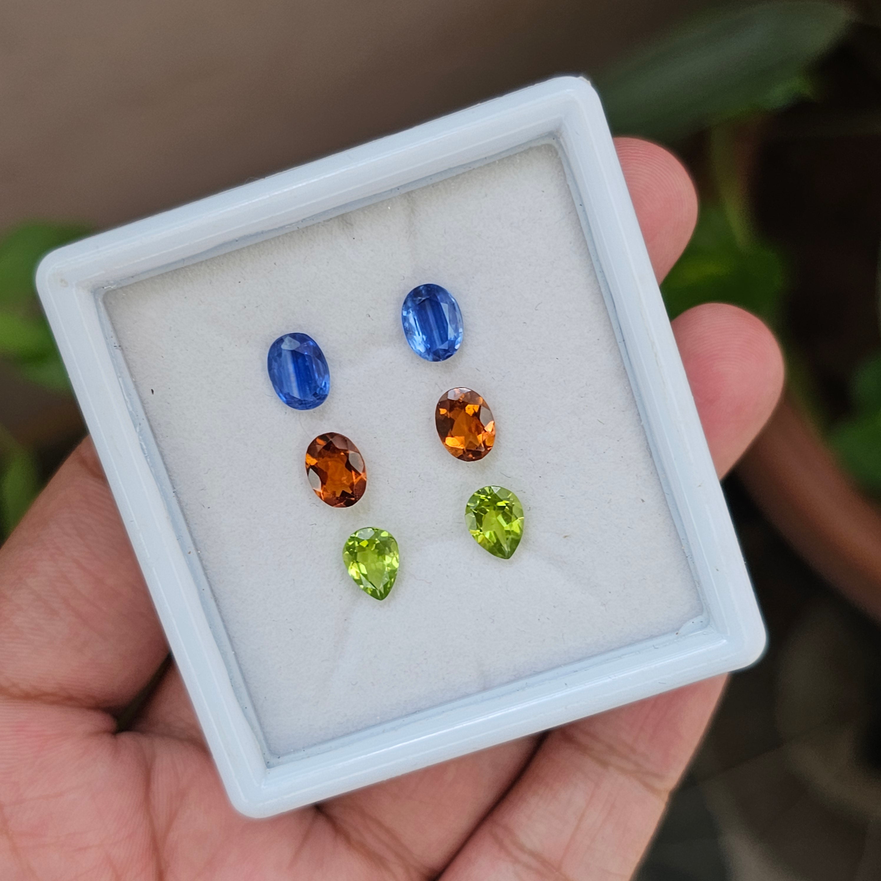 4 Pcs Natural Peridot, kyanite And Garnet  |Oval & Pear Shape| 8x6mm|8.1 Cts - The LabradoriteKing