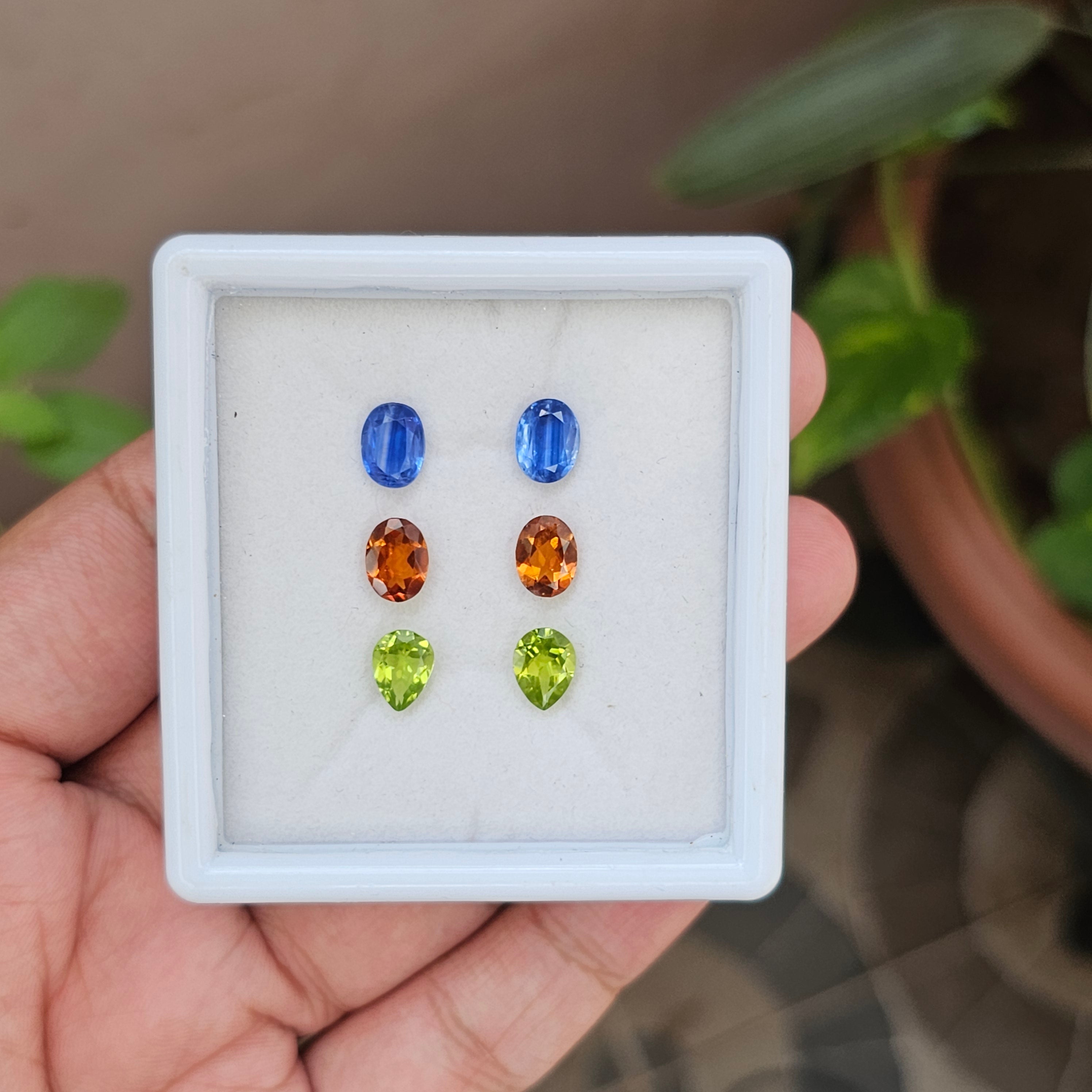 4 Pcs Natural Peridot, kyanite And Garnet  |Oval & Pear Shape| 8x6mm|8.1 Cts - The LabradoriteKing