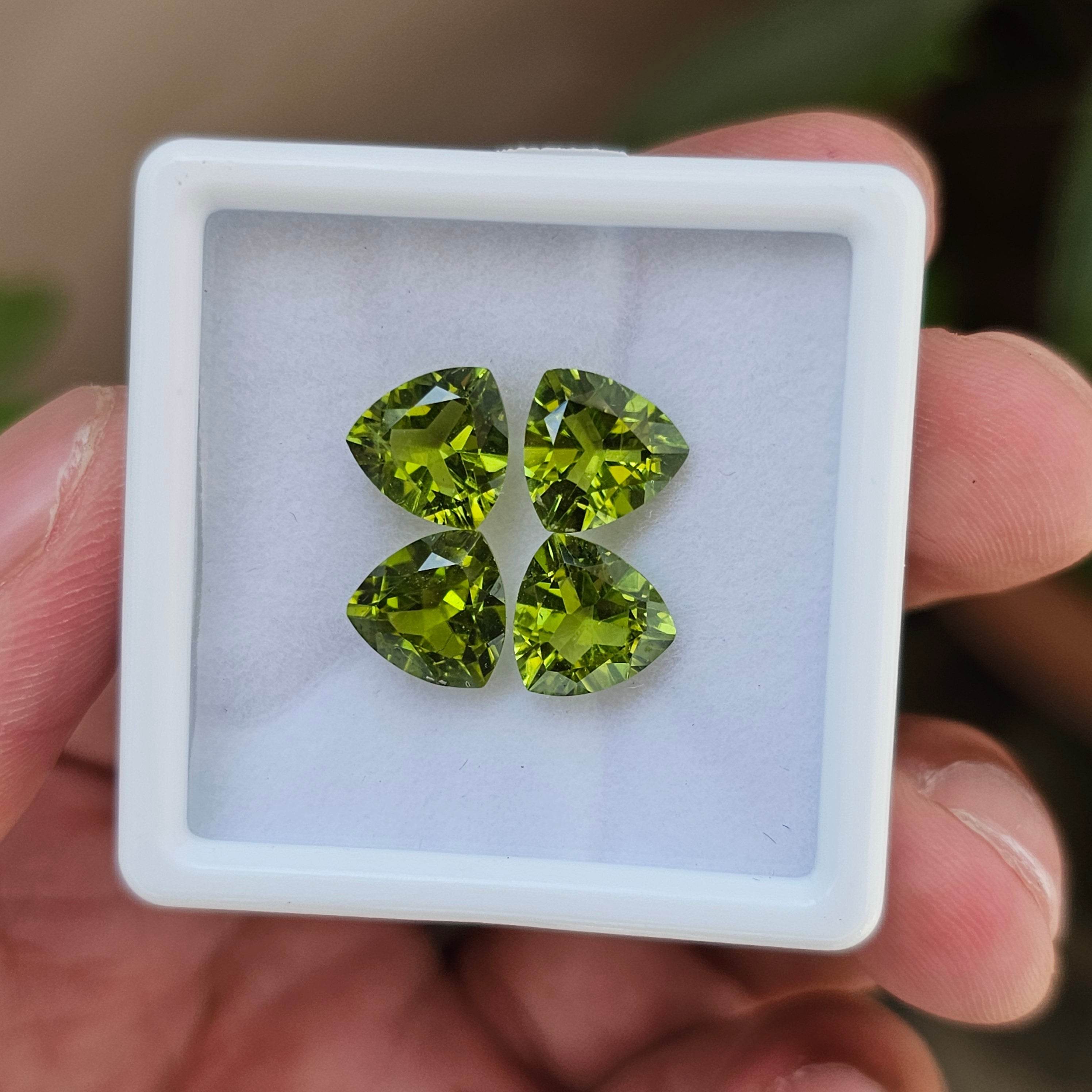 4 Pcs Natural Peridot |Trillion Shape| 9mm|10.4 Cts - The LabradoriteKing