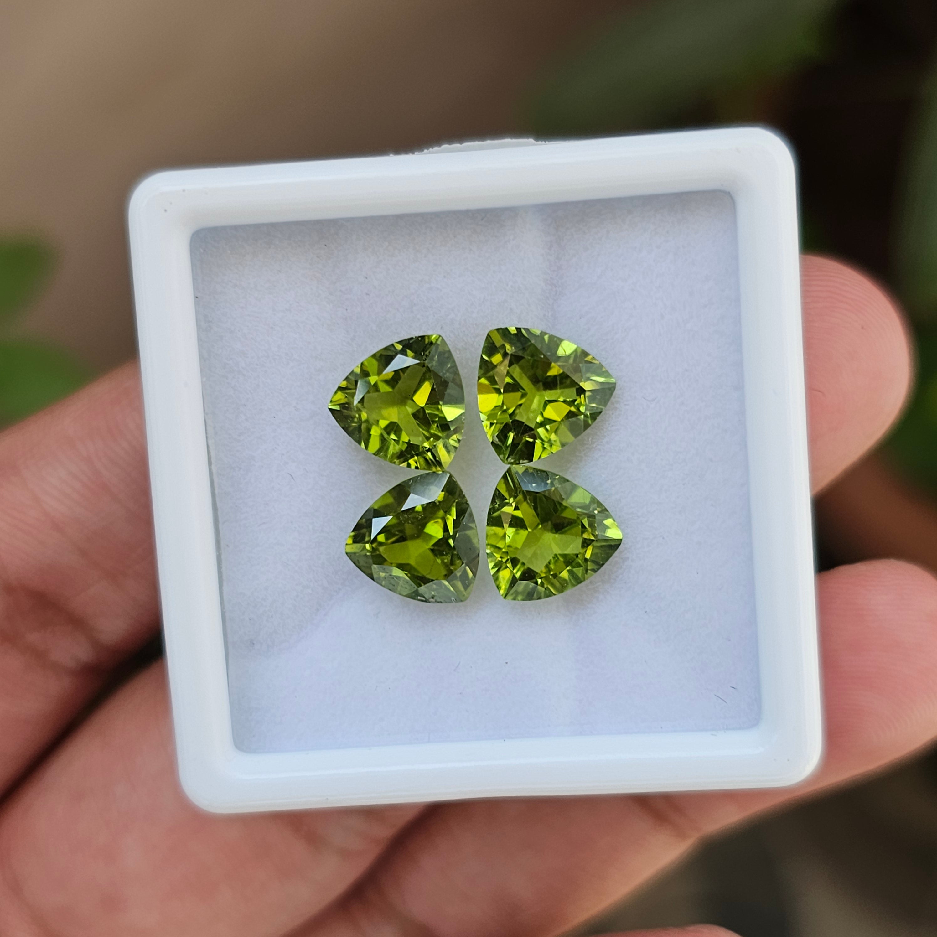 4 Pcs Natural Peridot |Trillion Shape| 9mm|10.4 Cts - The LabradoriteKing