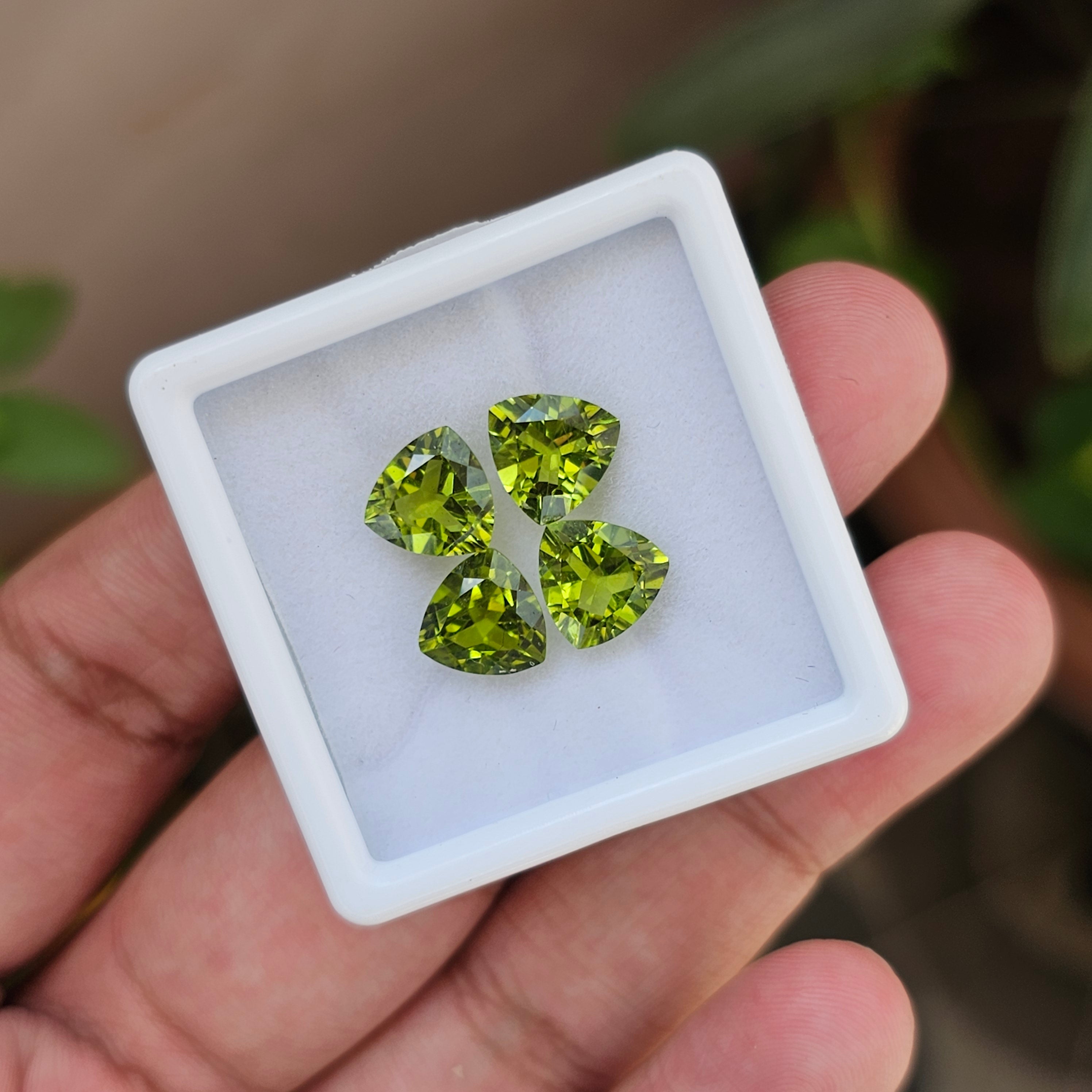 4 Pcs Natural Peridot |Trillion Shape| 9mm|10.4 Cts - The LabradoriteKing