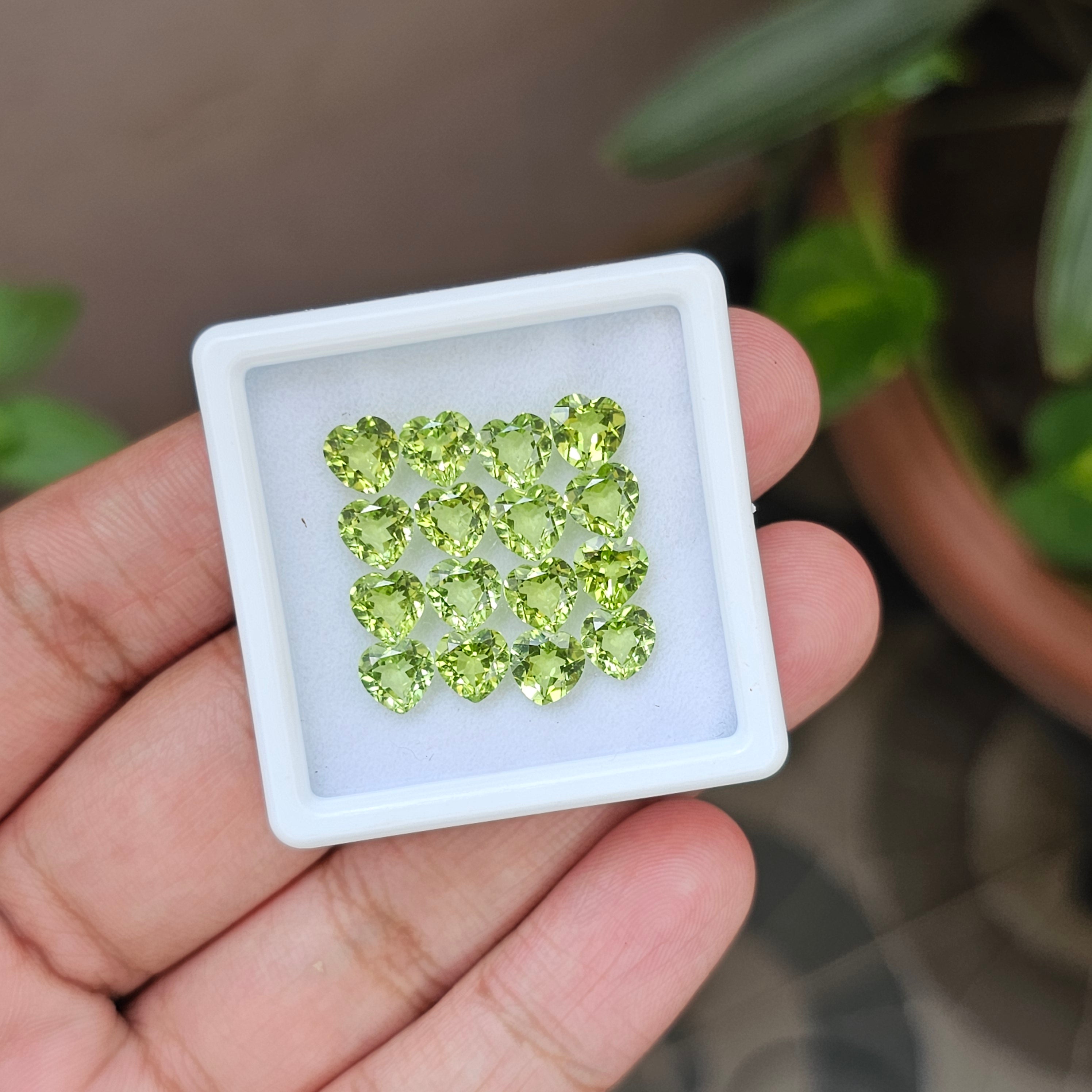 16 Pcs Natural Peridot |Heart Shape| 6mm|13 Cts - The LabradoriteKing