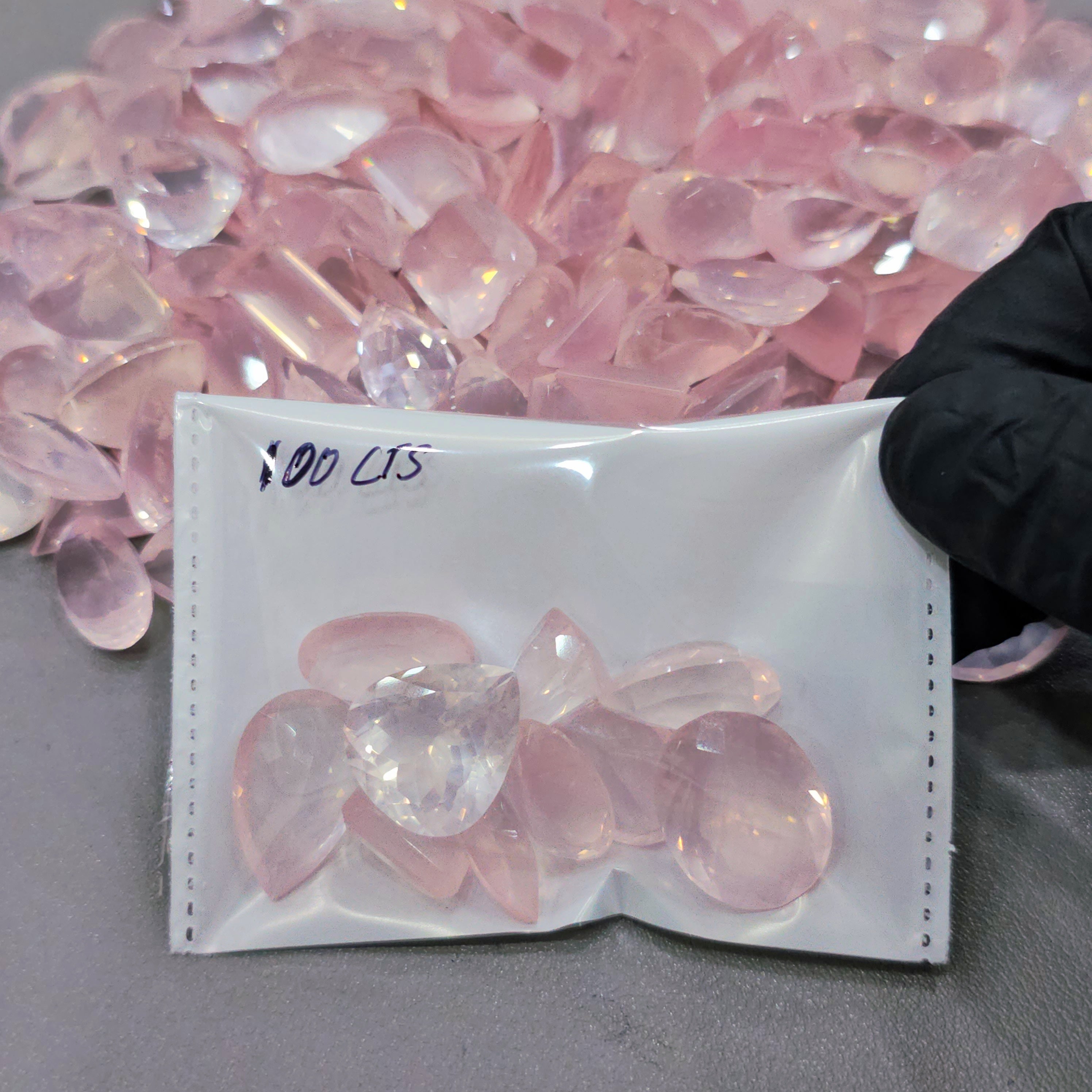 100 Carat Scoop of High Quality Faceted Rosequartz | 15-25mm sizes | 10 Pcs approx - The LabradoriteKing