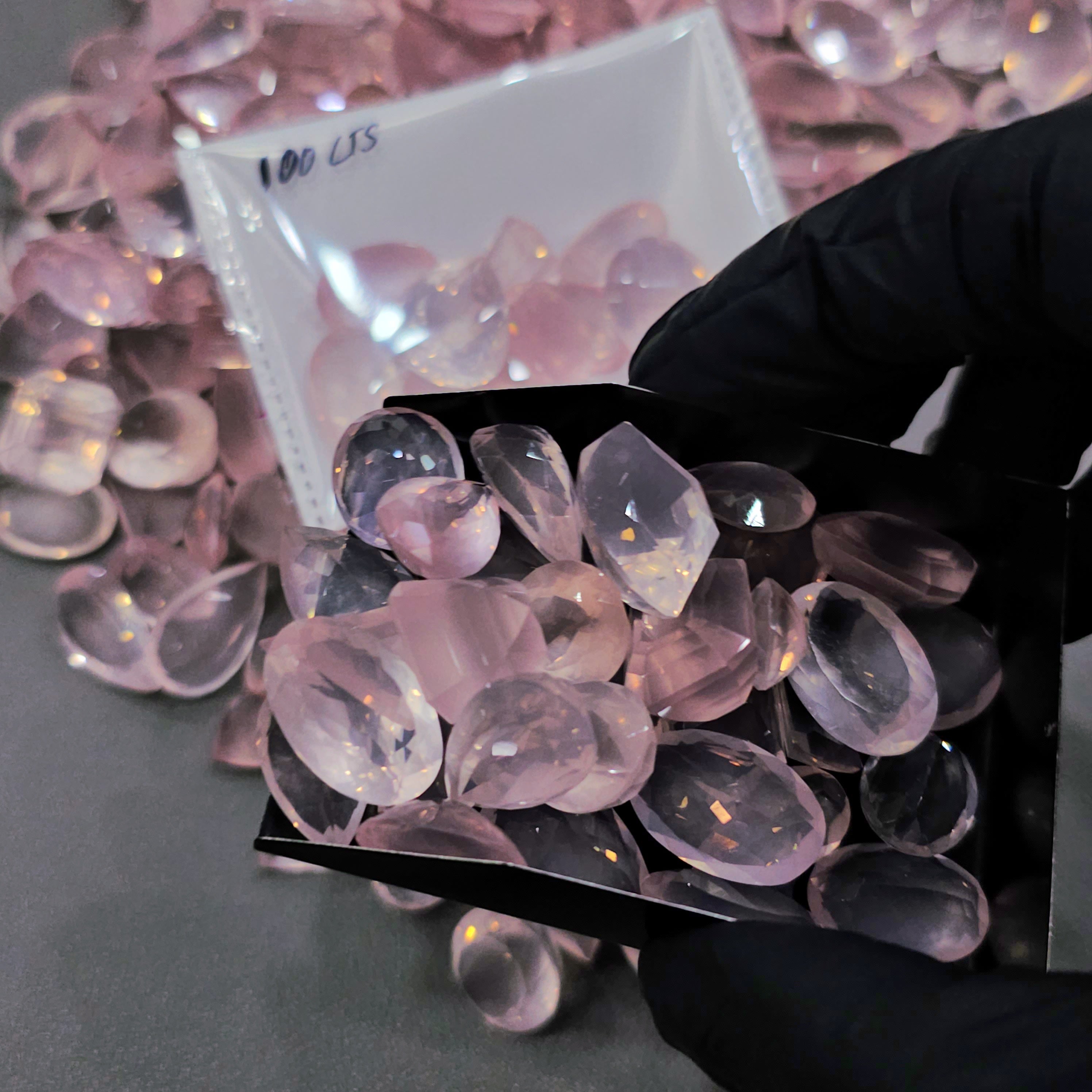 100 Carat Scoop of High Quality Faceted Rosequartz | 15-25mm sizes | 10 Pcs approx - The LabradoriteKing