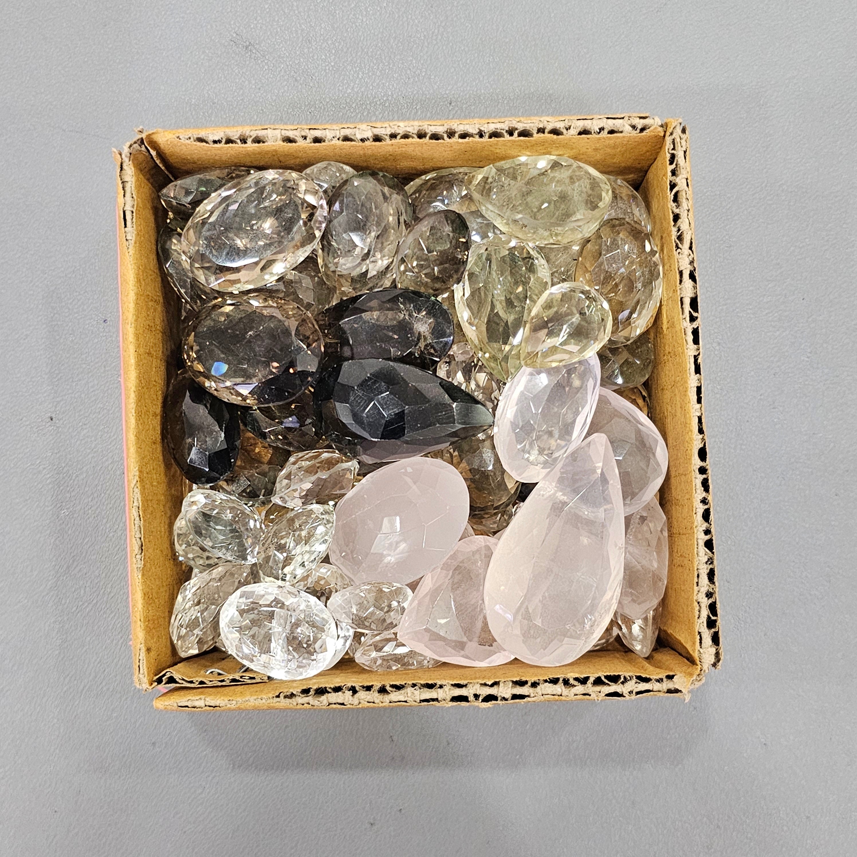 Jharkhand Faceted Quartz by KG | Mix of Clear quartz, Smoky, Citrine. Rosequartz, Phantom.