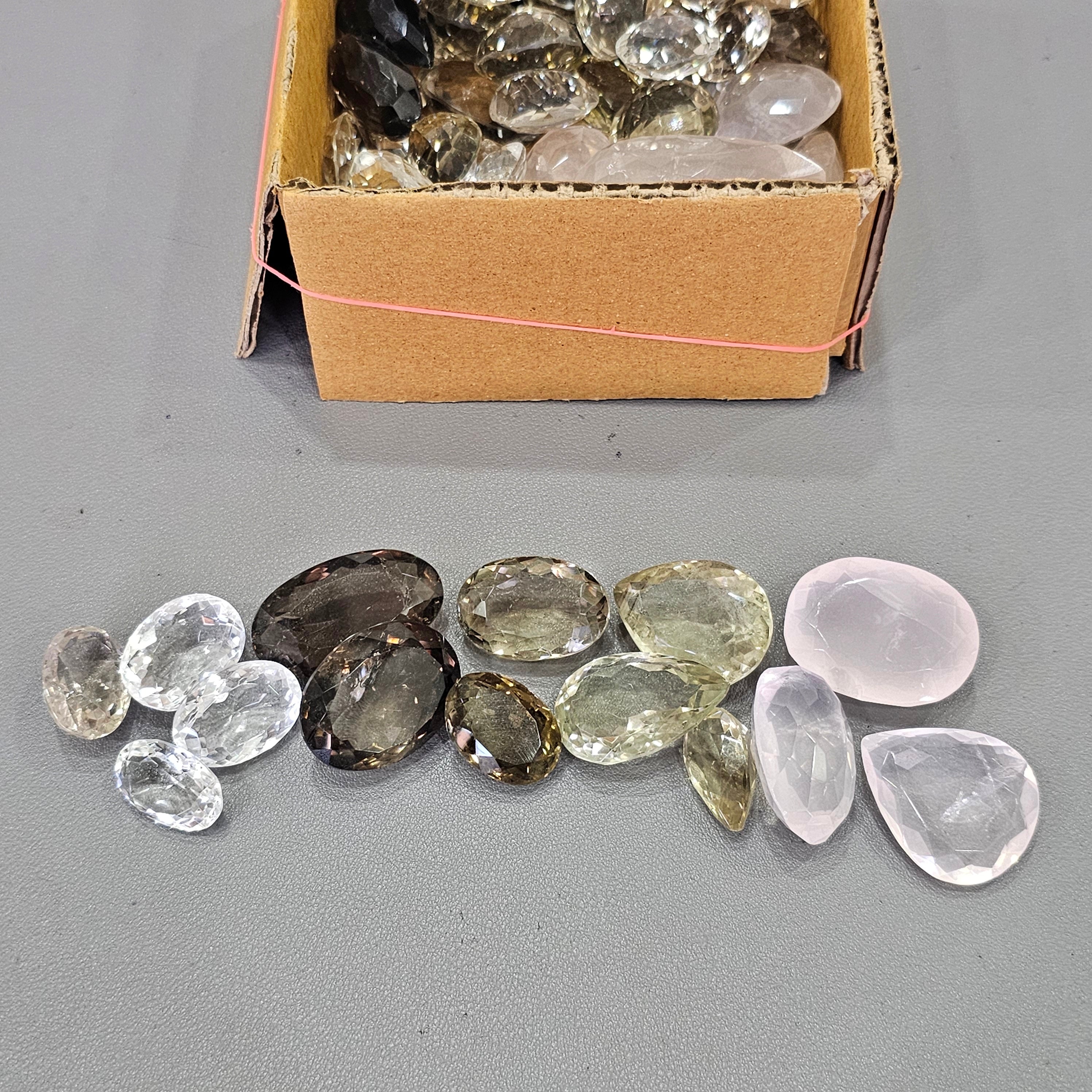 Jharkhand Faceted Quartz by KG | Mix of Clear quartz, Smoky, Citrine. Rosequartz, Phantom.