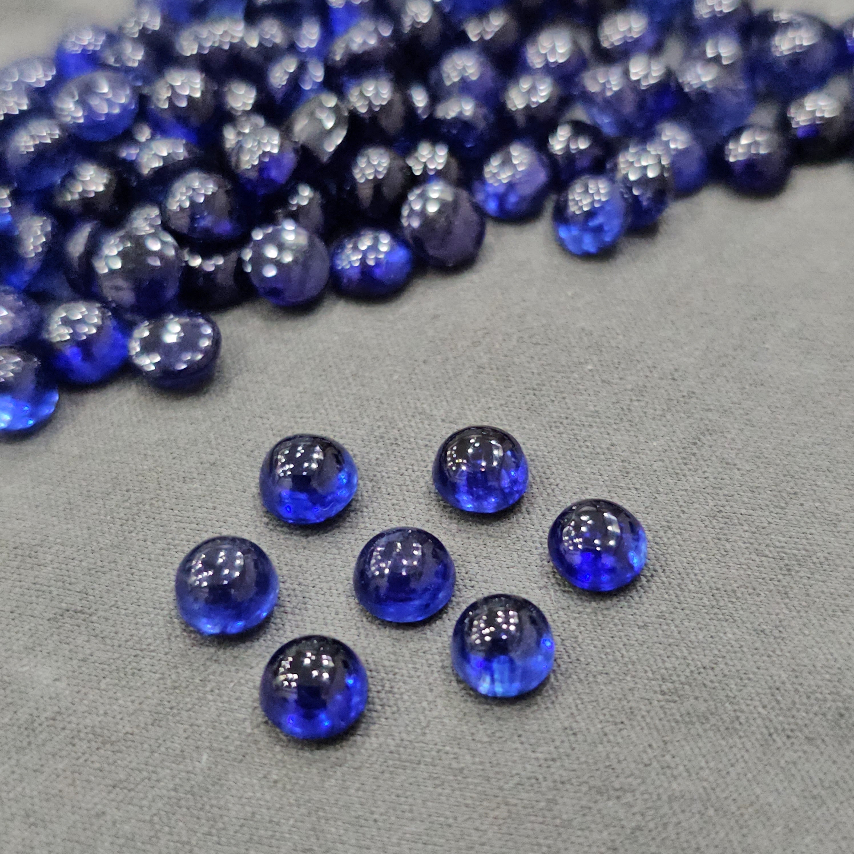 5 Pcs Blue Sapphire cabochons 6mm