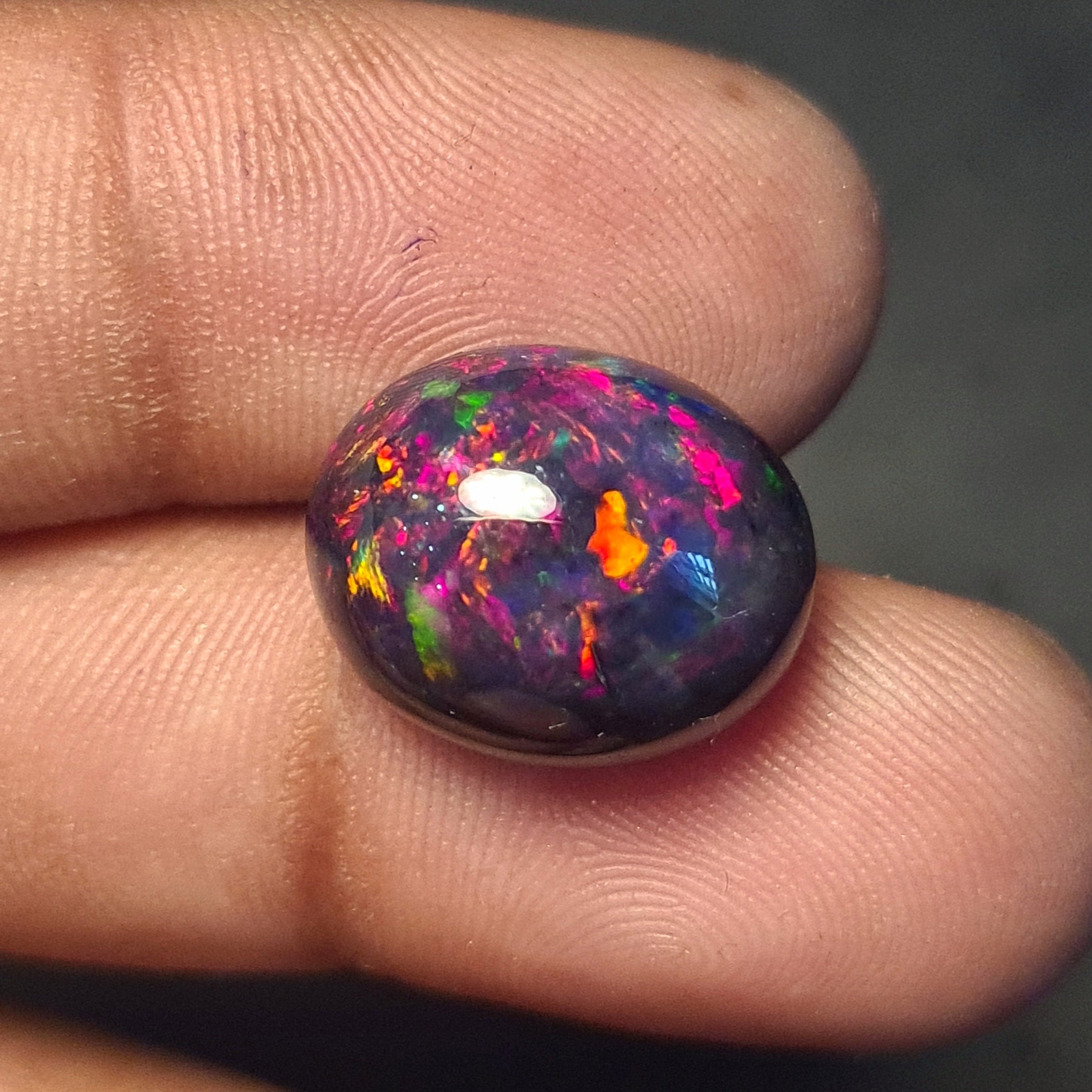 Natural Ethiopian Black Smoked Opal Cabochon| Oval| Size: 15x12mm | 8.6 Cts