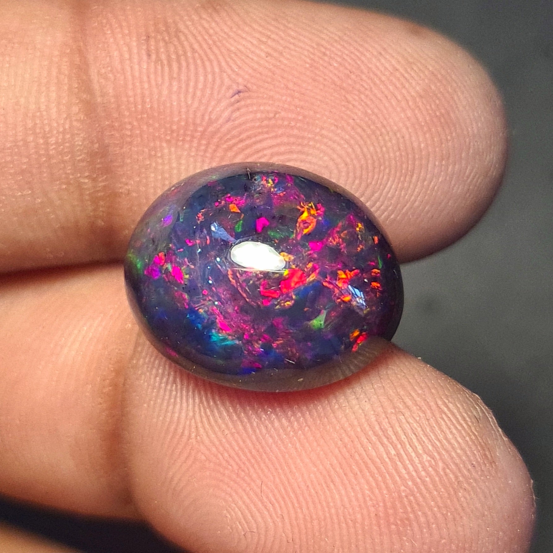 Natural Ethiopian Black Smoked Opal Cabochon| Oval| Size: 15x12mm | 8.6 Cts