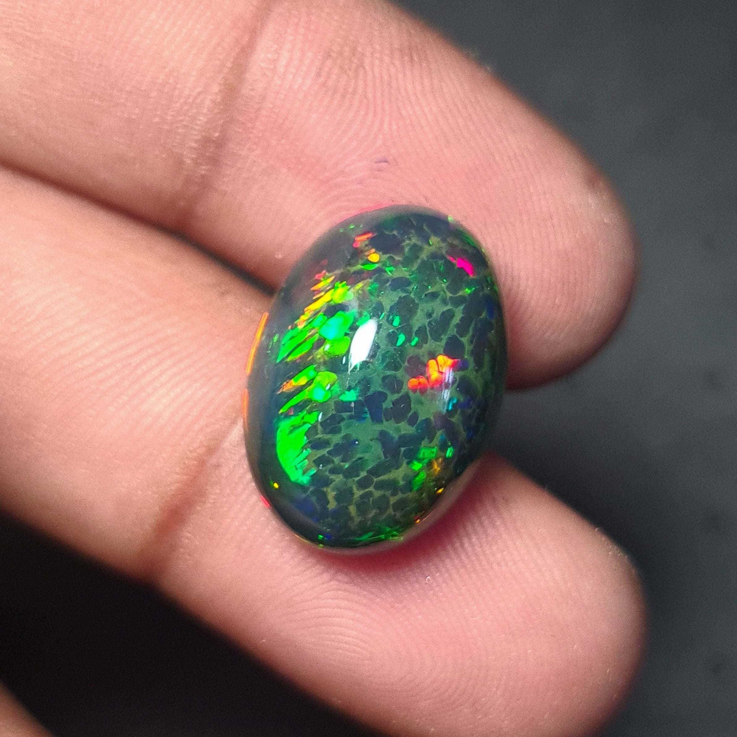 Natural Ethiopian Black Smoked Opal Cabochon| Oval| Size: 18x13mm | 9.6 Cts